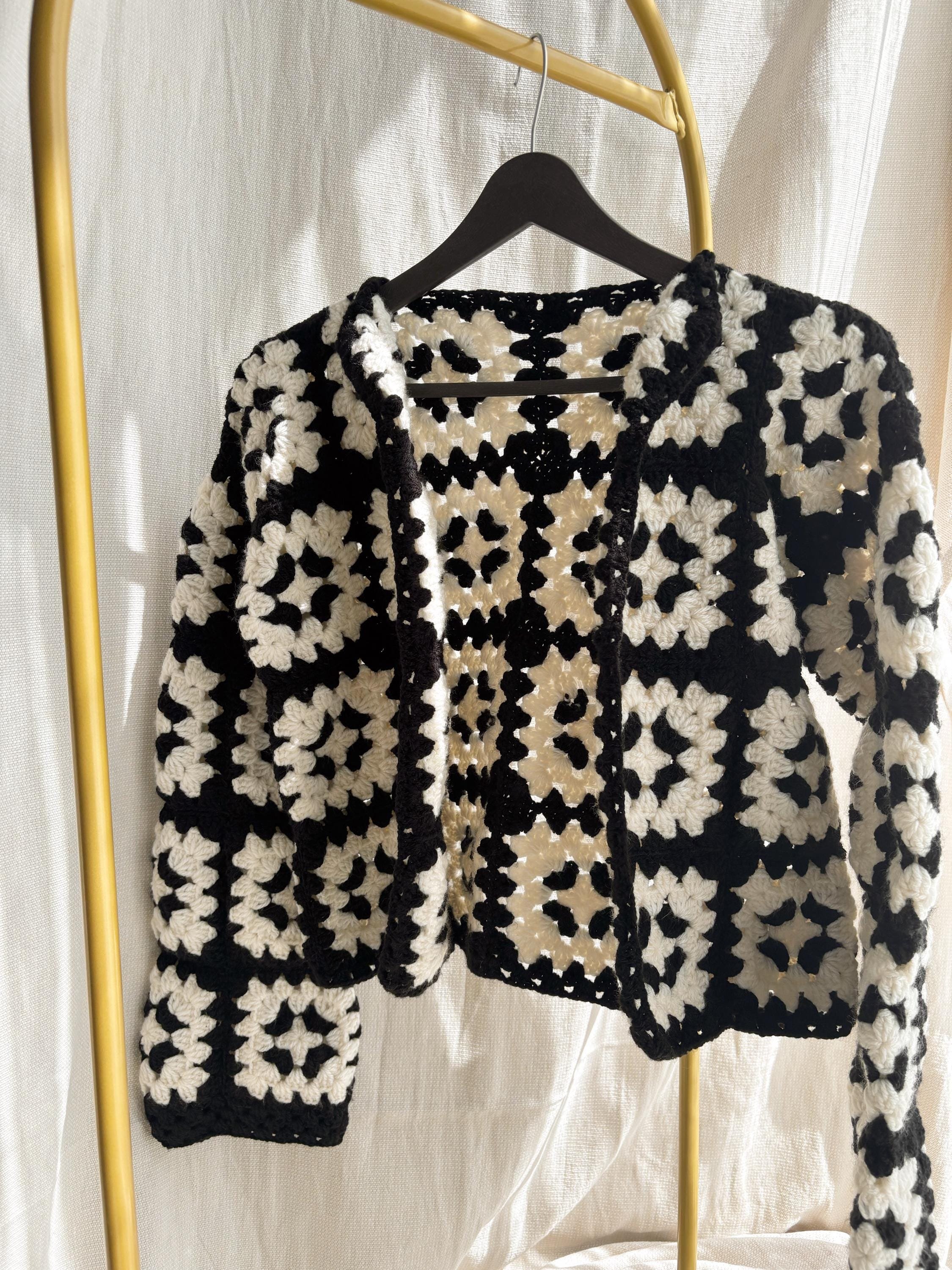 Crochet Granny Square Cardigan, Crochet Cardigan, Crochet Square Pattern Cardigan, Vintage Colorful Design, Soft Boho Crochet Square Cardigan