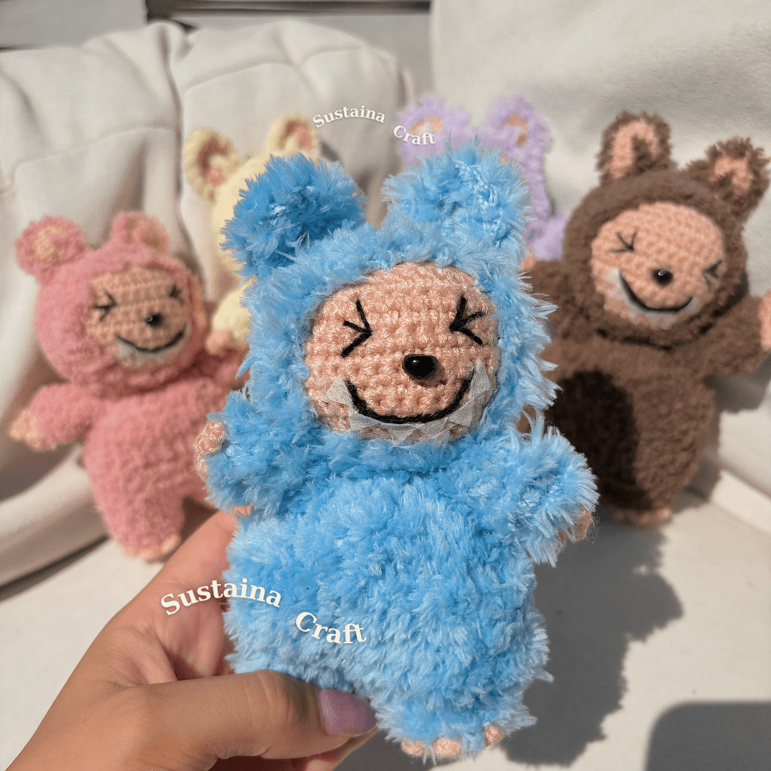 El Yapımı Labubu Anahtarlık – Amigurumi Peluş Oyuncak, Sevimli Çanta Süsü, Hediyelik Aksesuar