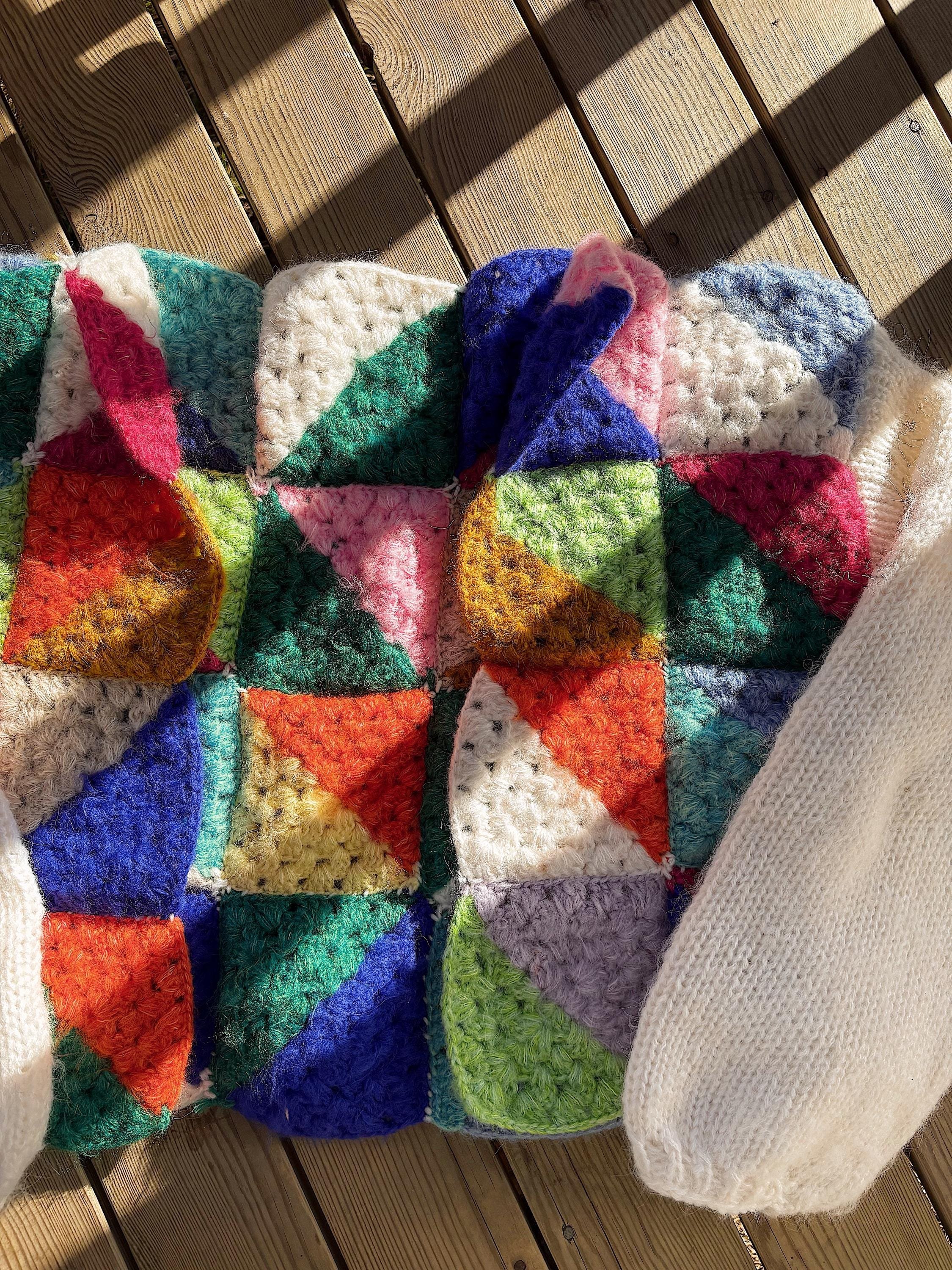 Colorful Crochet Cardigan, Hand-Knitted Warm Cardigan, Oversized Cardigan, Unisex Cardigan, Multicolored Cardigan