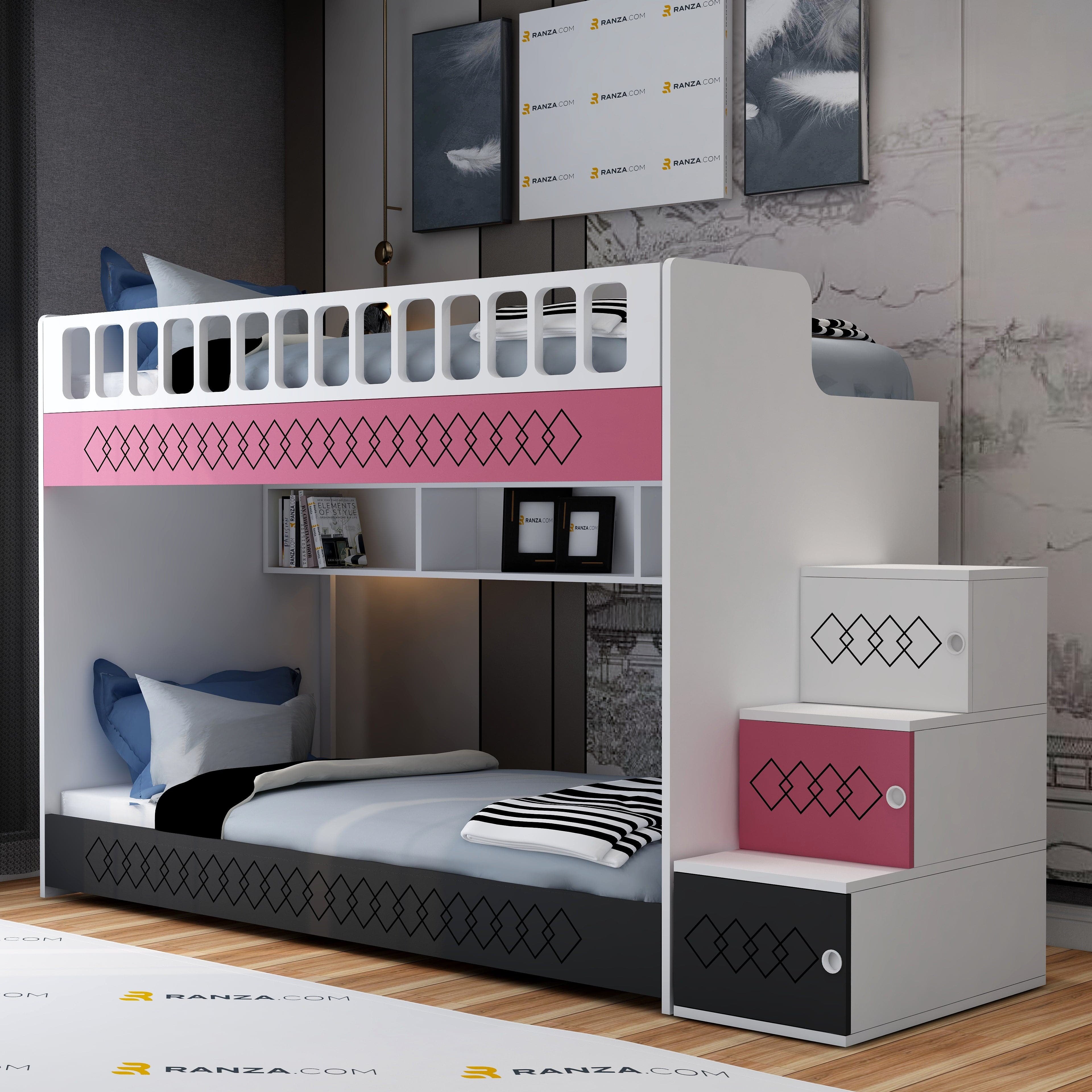 Junior Mona Ranza, MDF Korkuluk, Antrasit - Pembe, 2'Lİ Ranza Modelleri