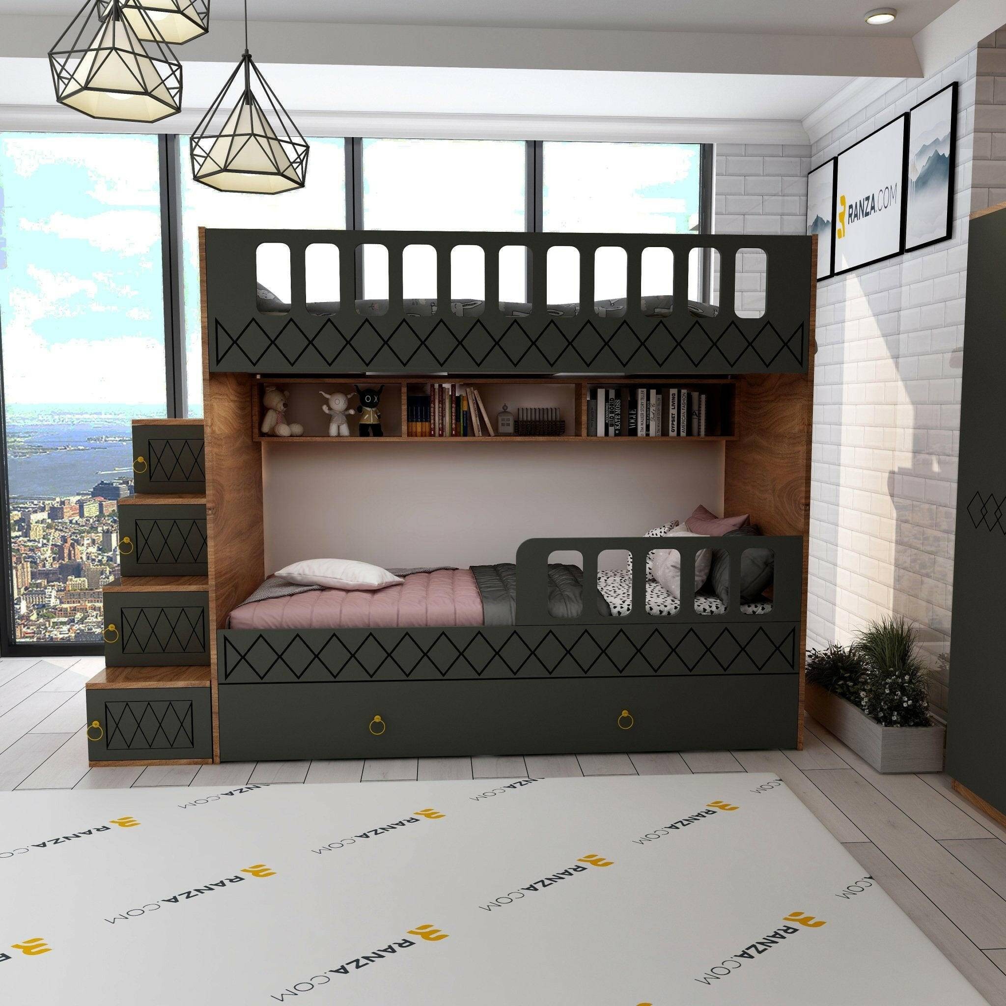 Ays Dolaplı Takım, Ahşap - Antrasit Renk, Dolaplı Ranza Modelleri