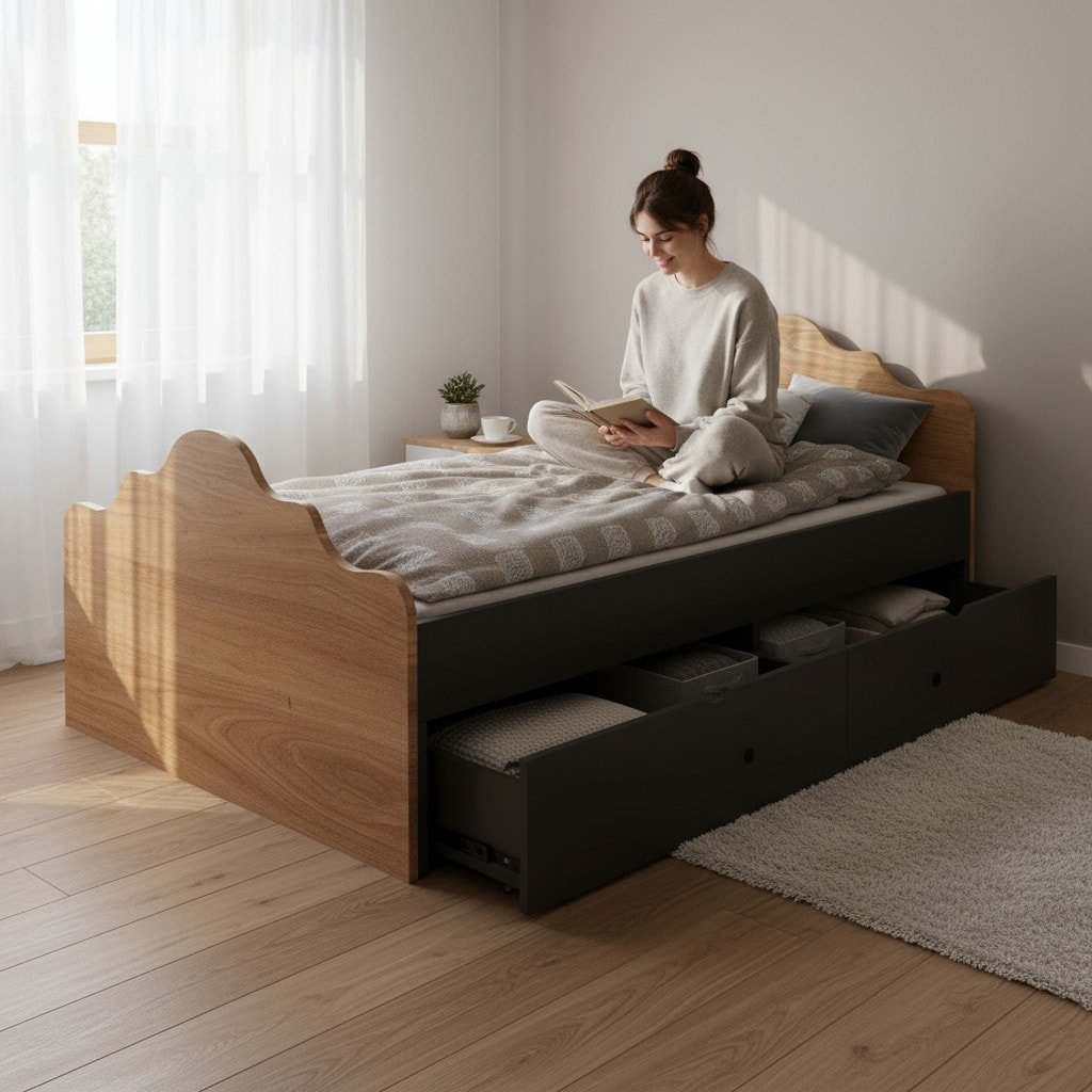 Aless Yavrulu Karyola, Ahşap - Antrasit Gri