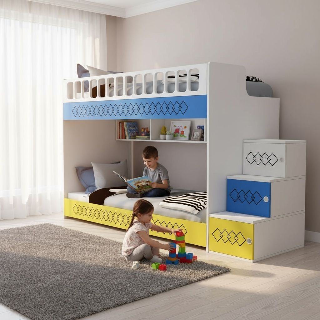 Junior Mona Ranza, MDF Korkuluk, Mavi - Sarı, 2'Lİ Ranza Modelleri, FB