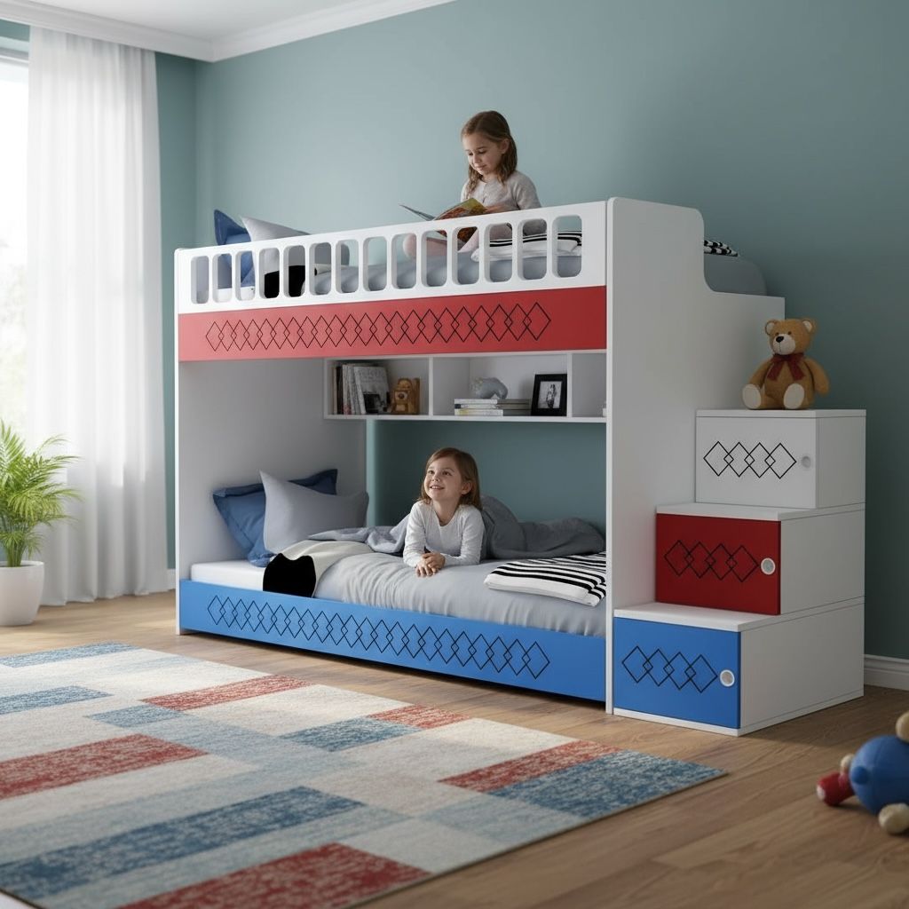 Junior Mona Ranza, MDF Korkuluk, Kırmızı - Mavi, 2'Lİ Ranza Modelleri, TS