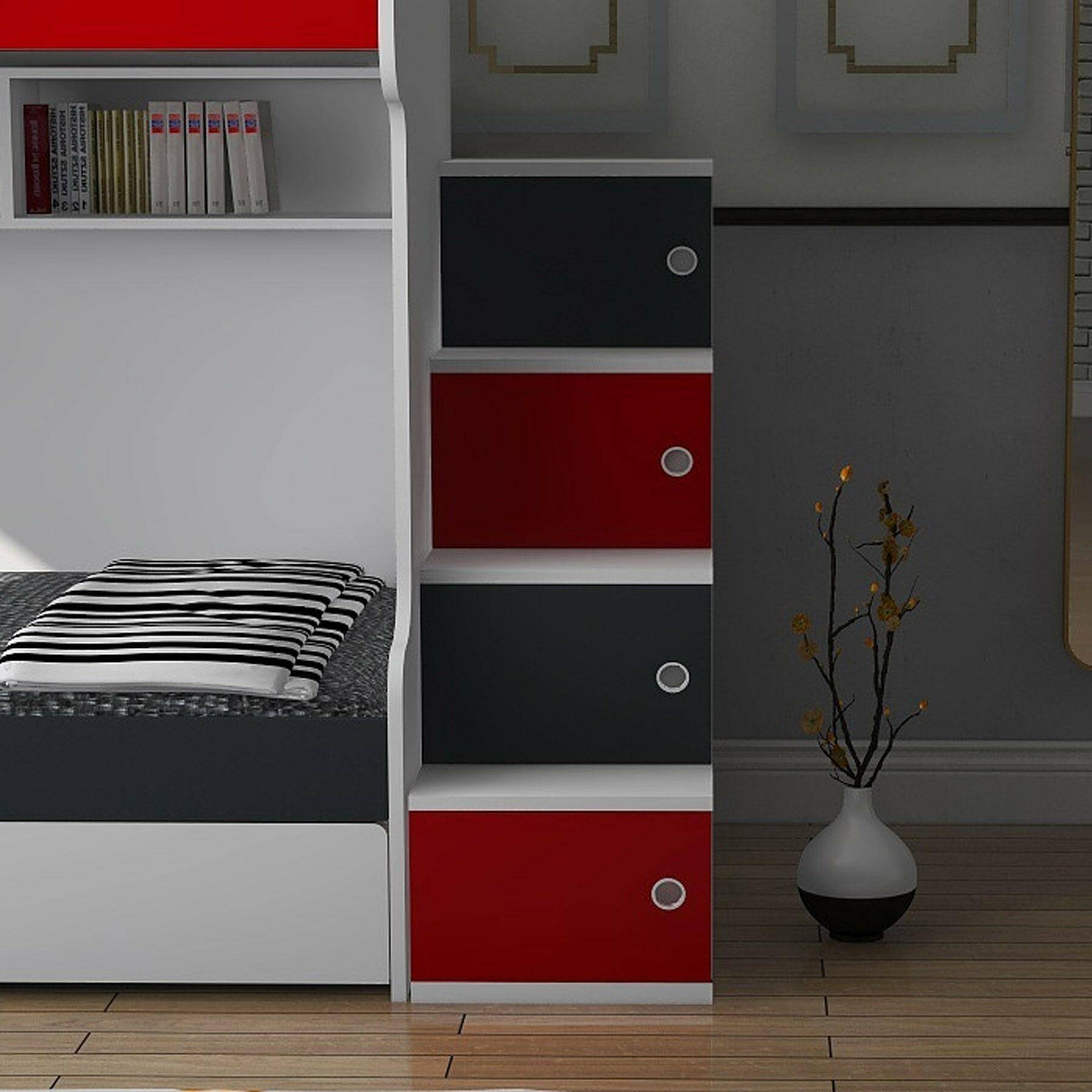 Pela Ranza Modelleri, Antrasit Gri- Kırmızı Renk, 3'LÜ Yavrulu Ranza Modelleri