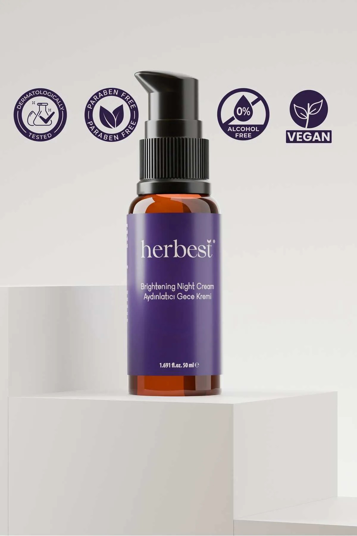 Herbest Aydınlatıcı Gece Kremi 50 ml. ( Brightening Night Cream ) Vegan