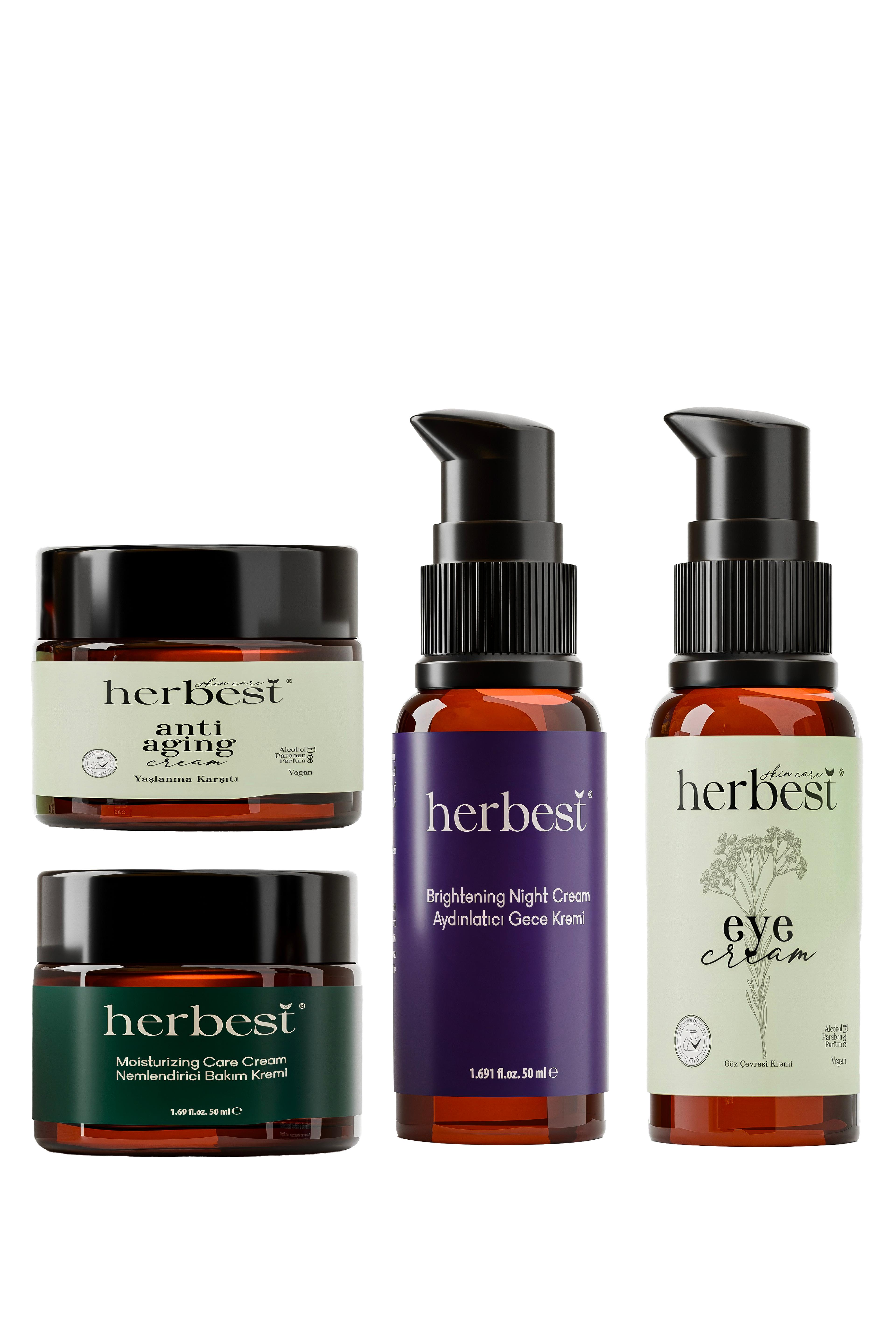 Herbest Anti-Aging + Nemlendirici + Göz Çevresi + Aydınlatıcı Gece Kremi