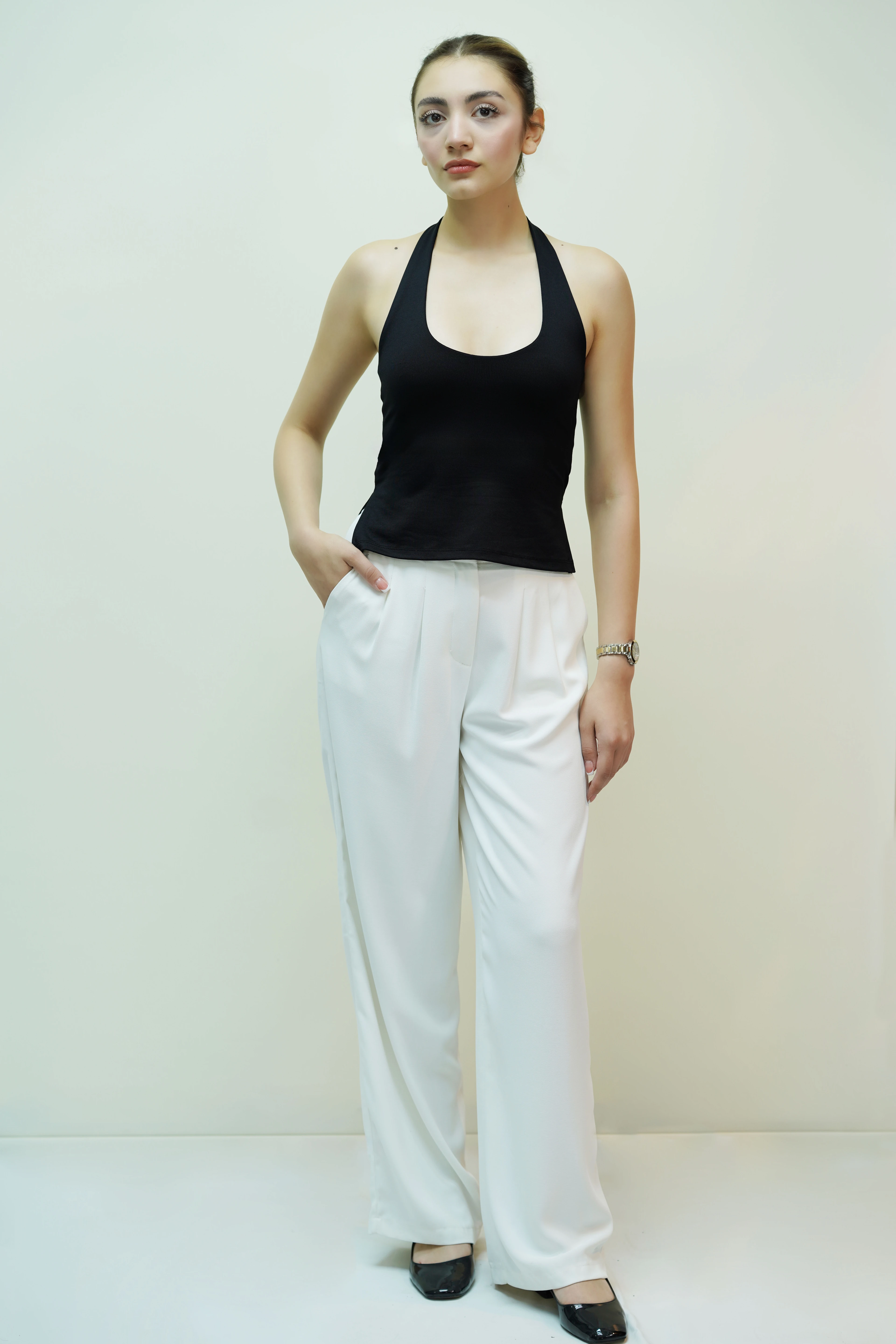 Halter Yaka Top - Siyah