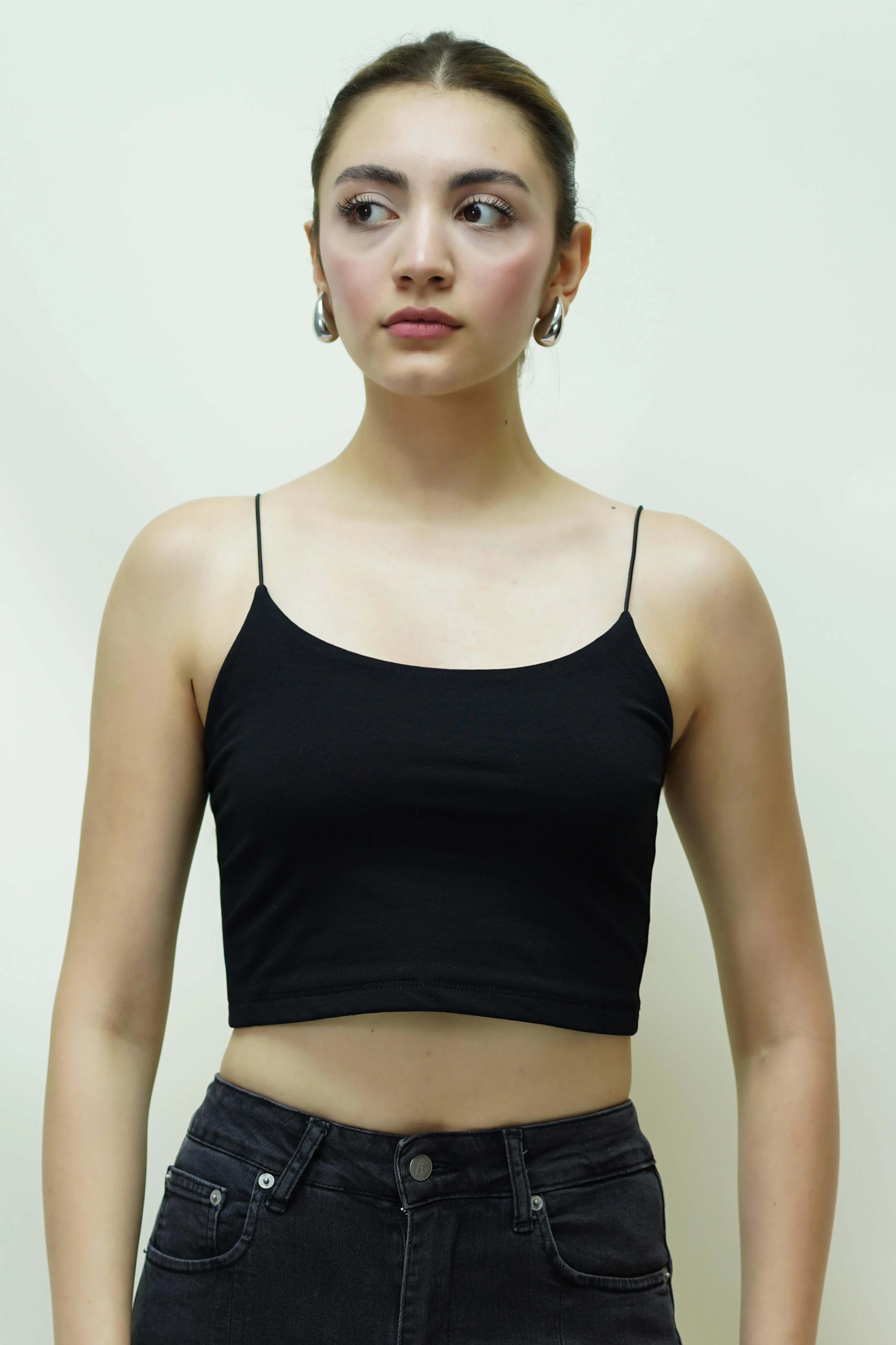 İnce Askılı Poliamid Top - Siyah