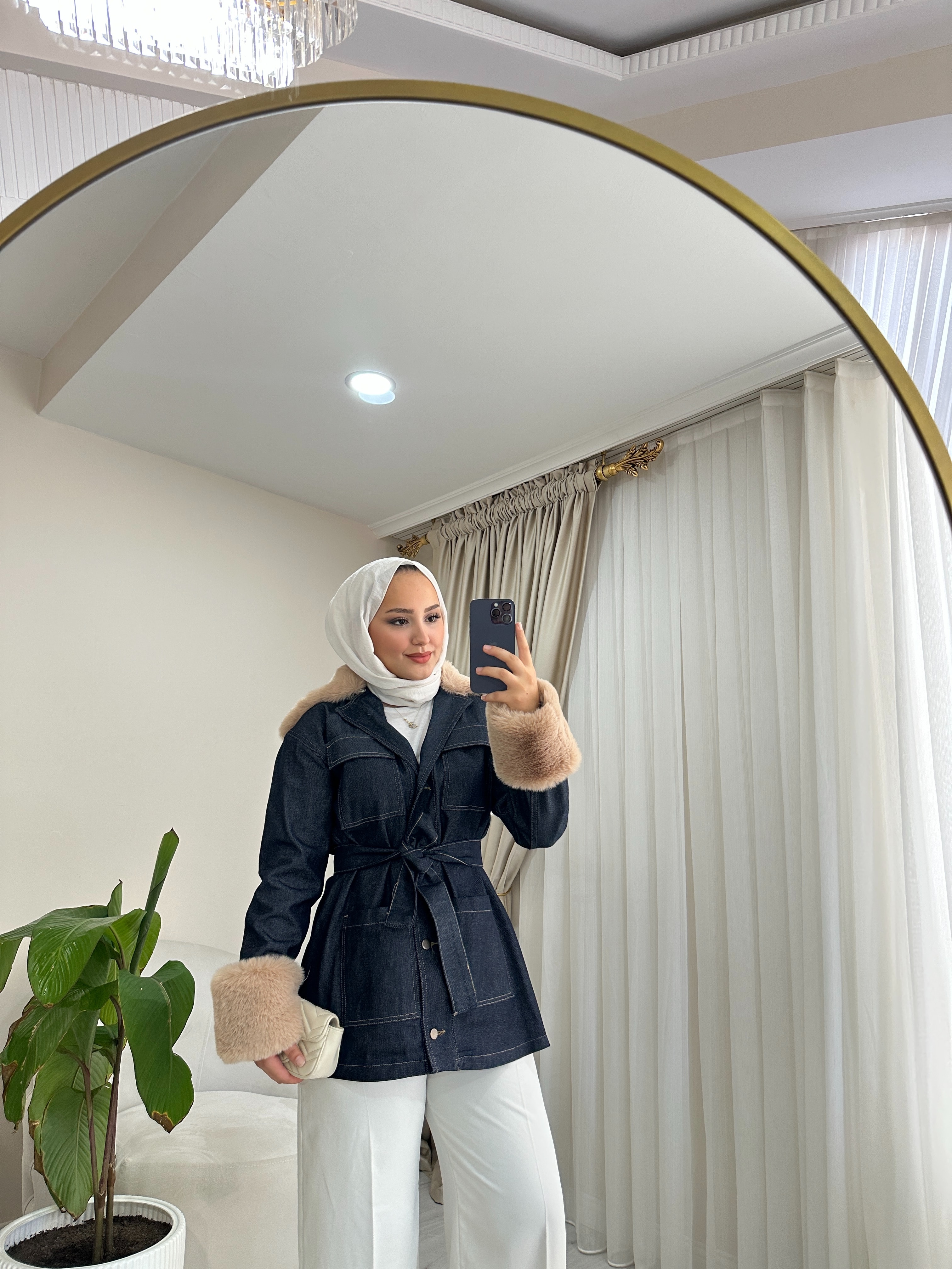 Seyyar Peluşlu Kot Ceket