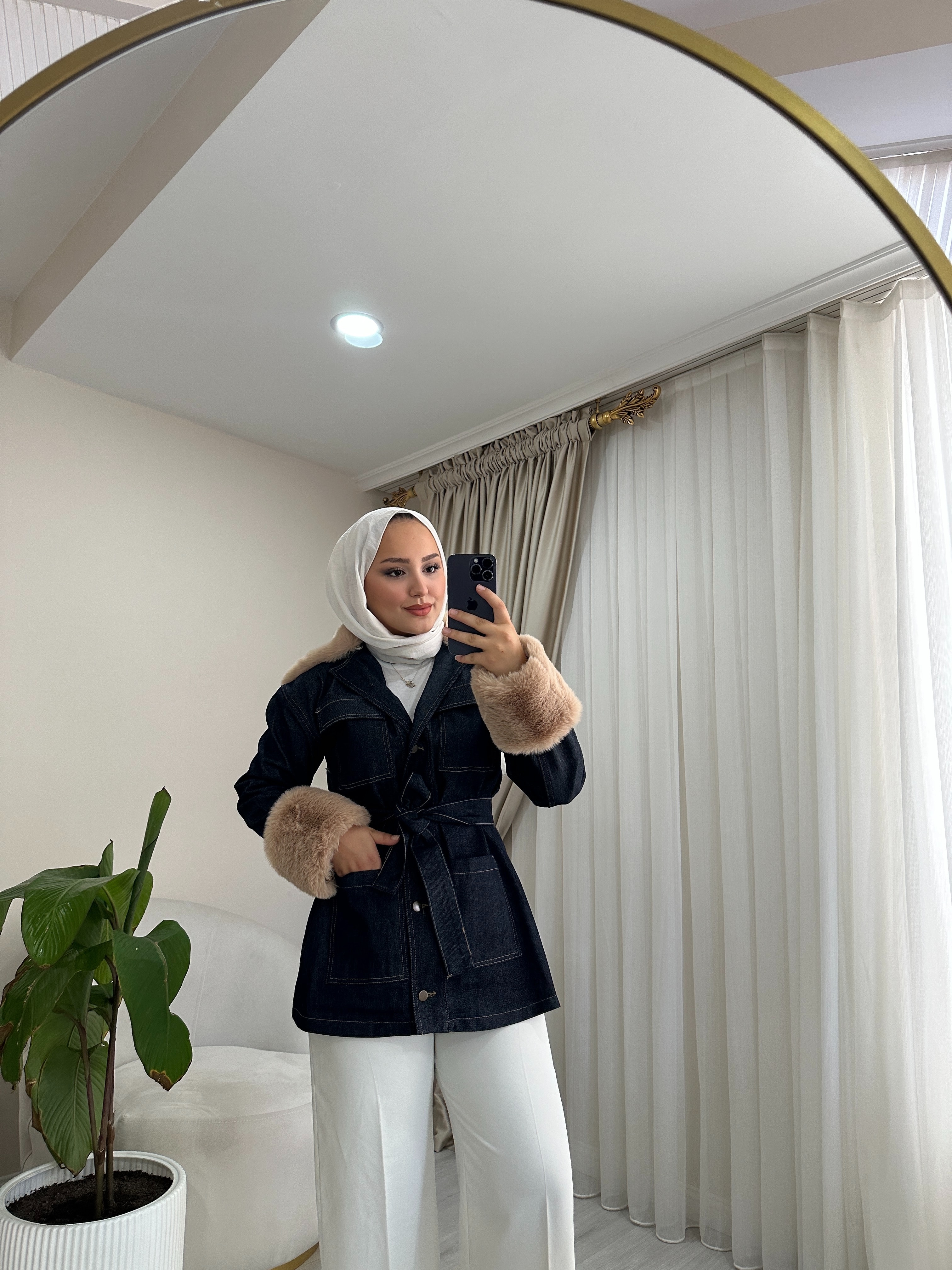 Seyyar Peluşlu Kot Ceket