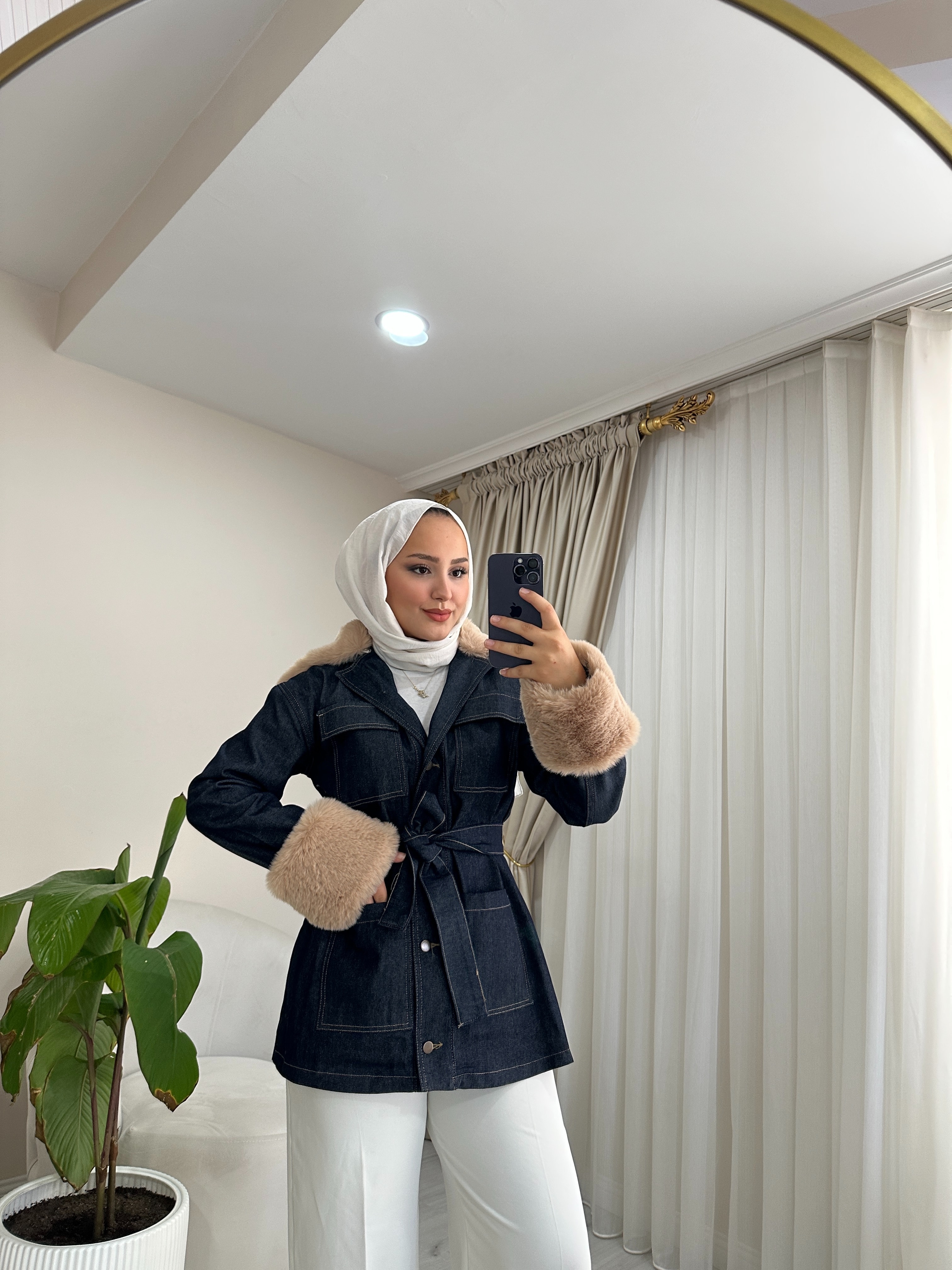 Seyyar Peluşlu Kot Ceket