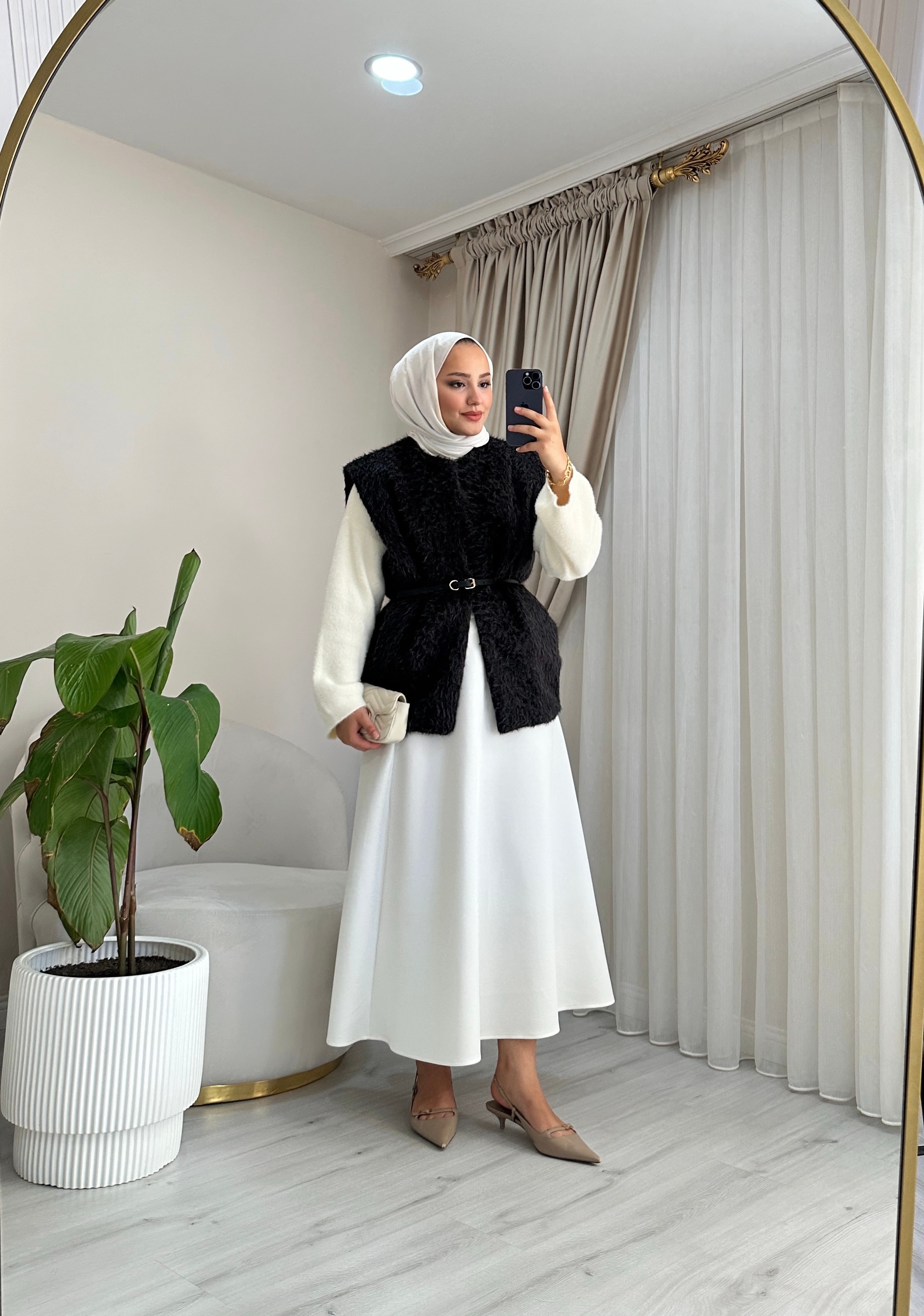 Peluş Yelek - Siyah