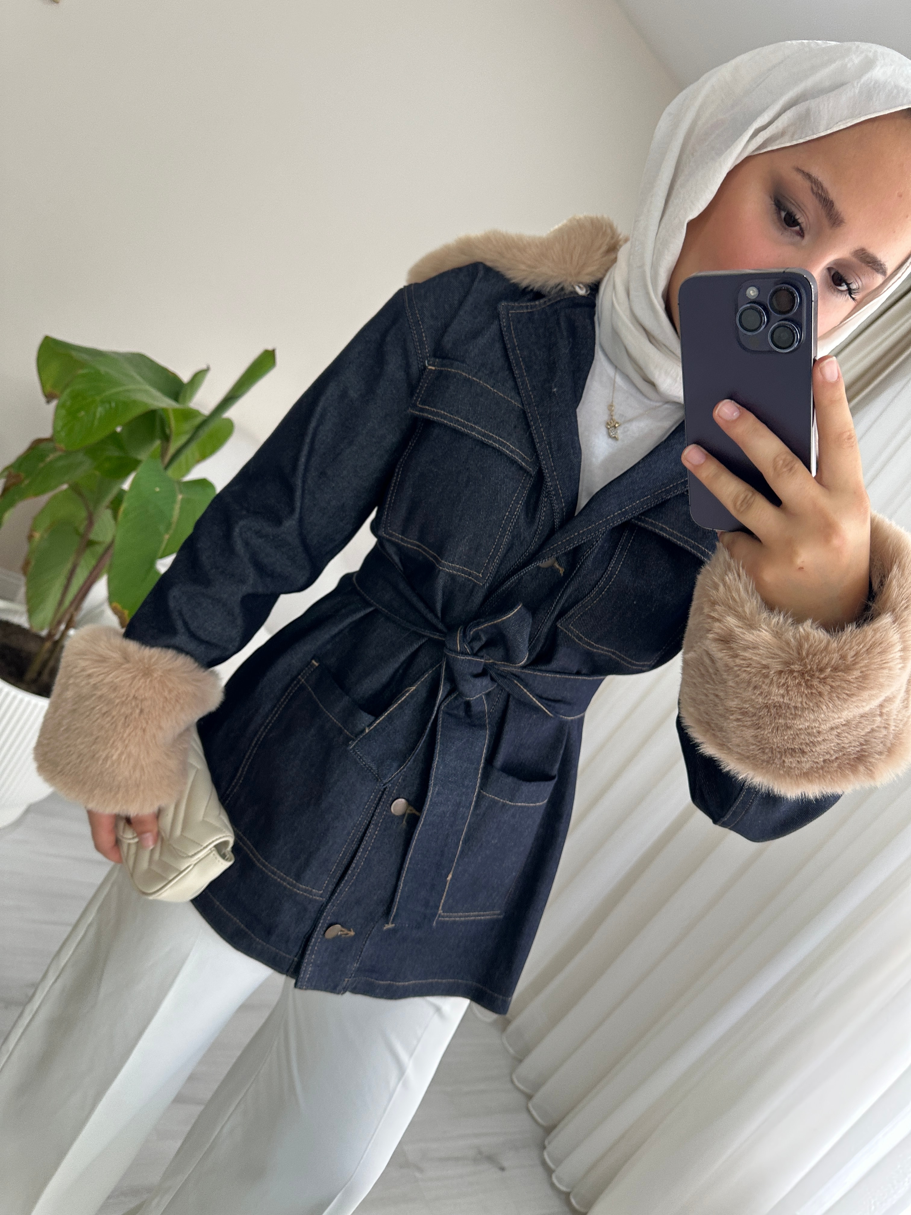 Seyyar Peluşlu Kot Ceket