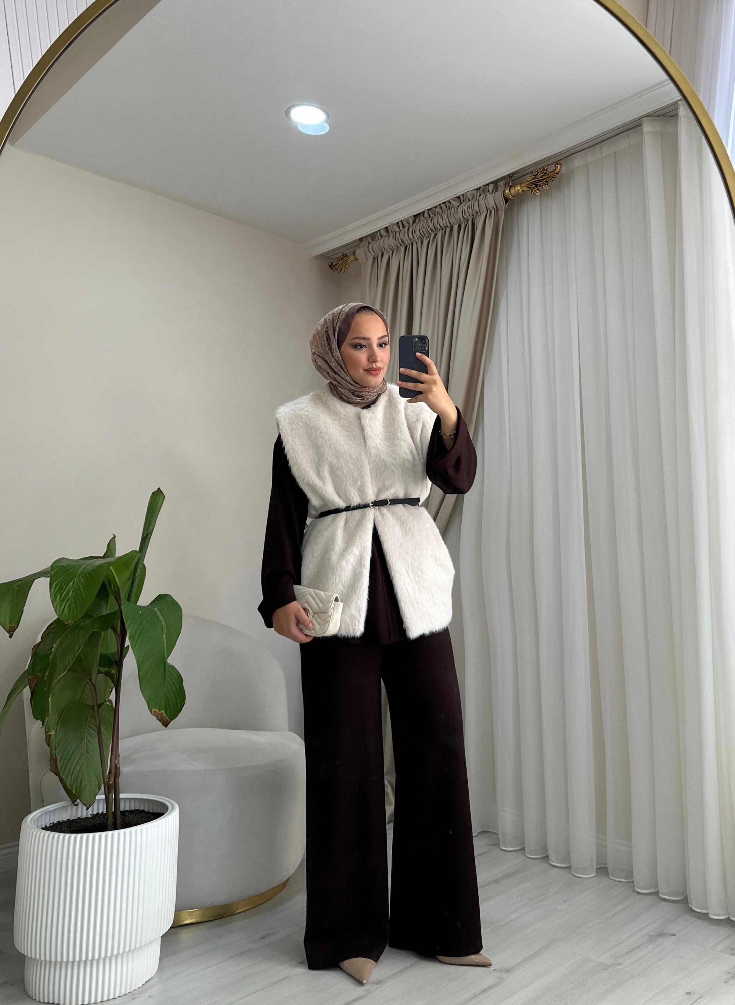 Peluş Yelek - Beyaz