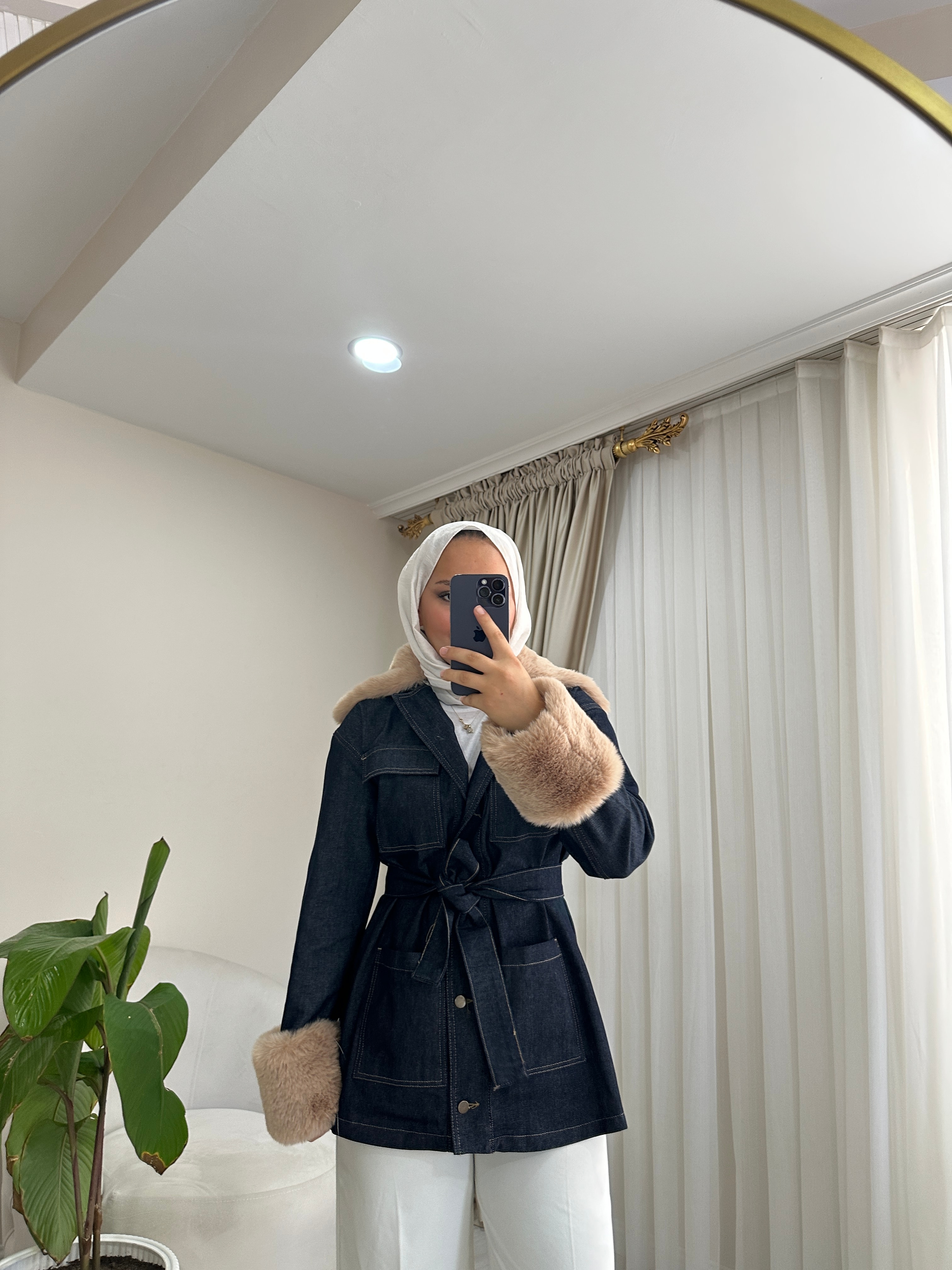 Seyyar Peluşlu Kot Ceket