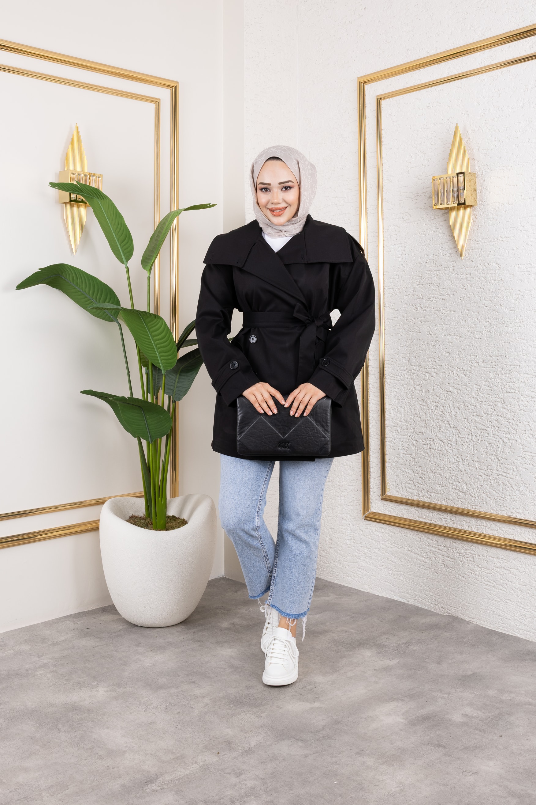 Oversize Trençkot - Siyah