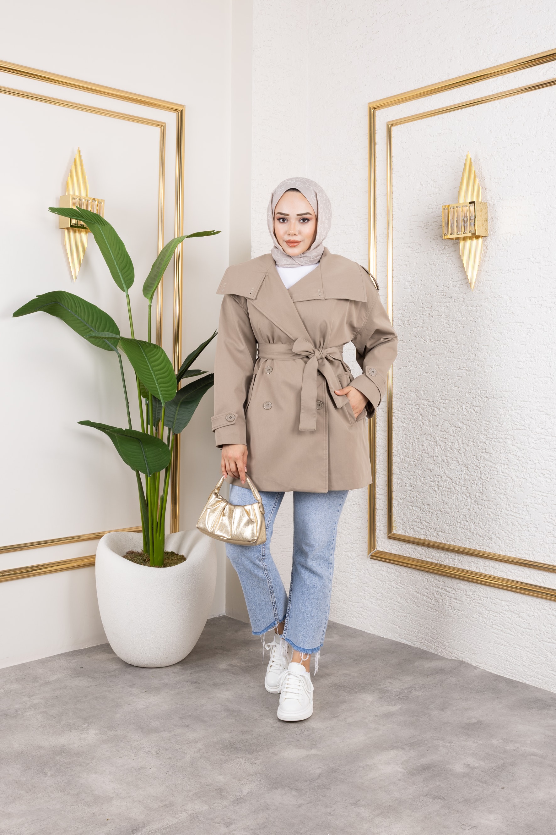 Oversize Trençkot - Vizon