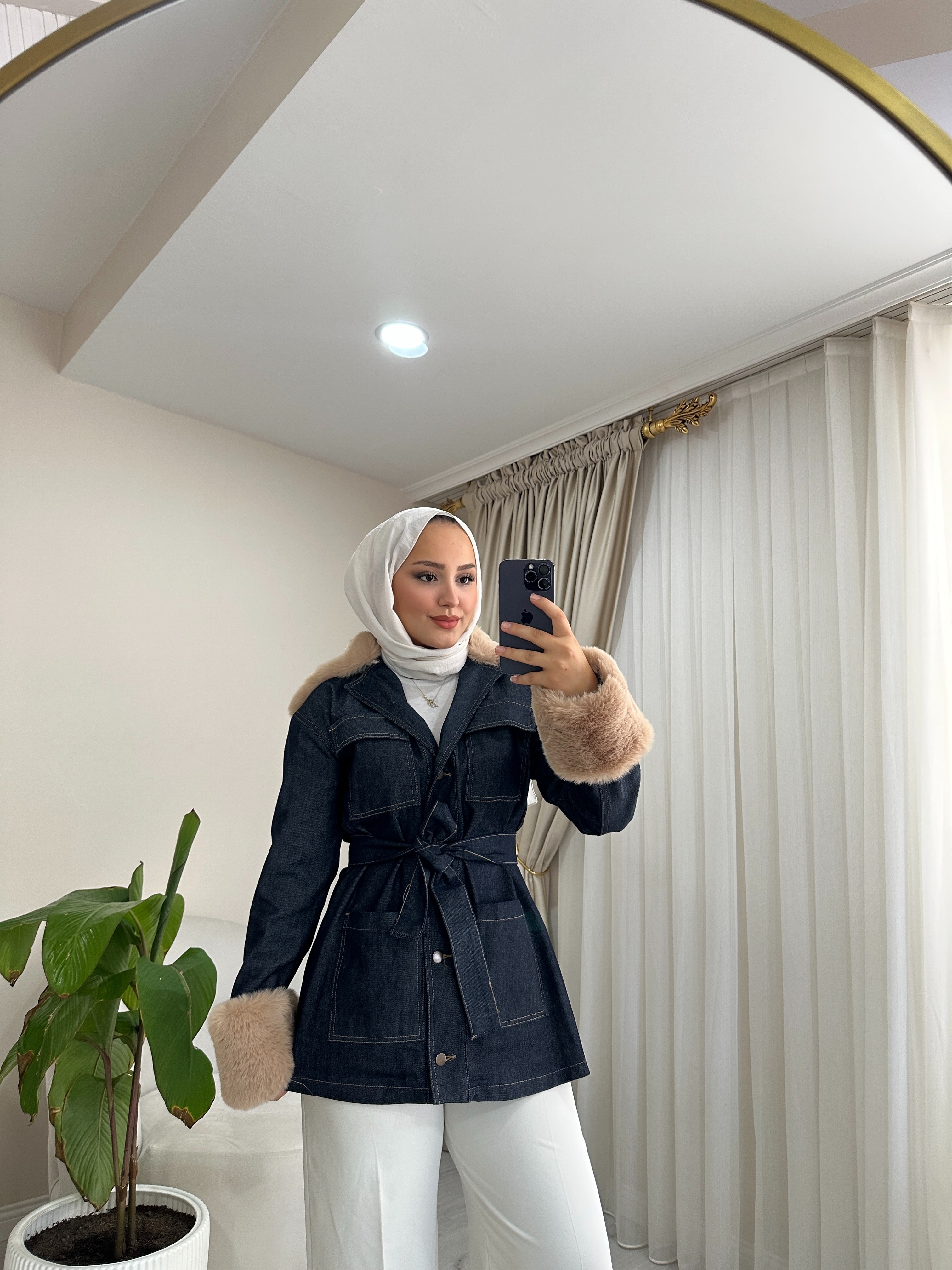 Seyyar Peluşlu Kot Ceket