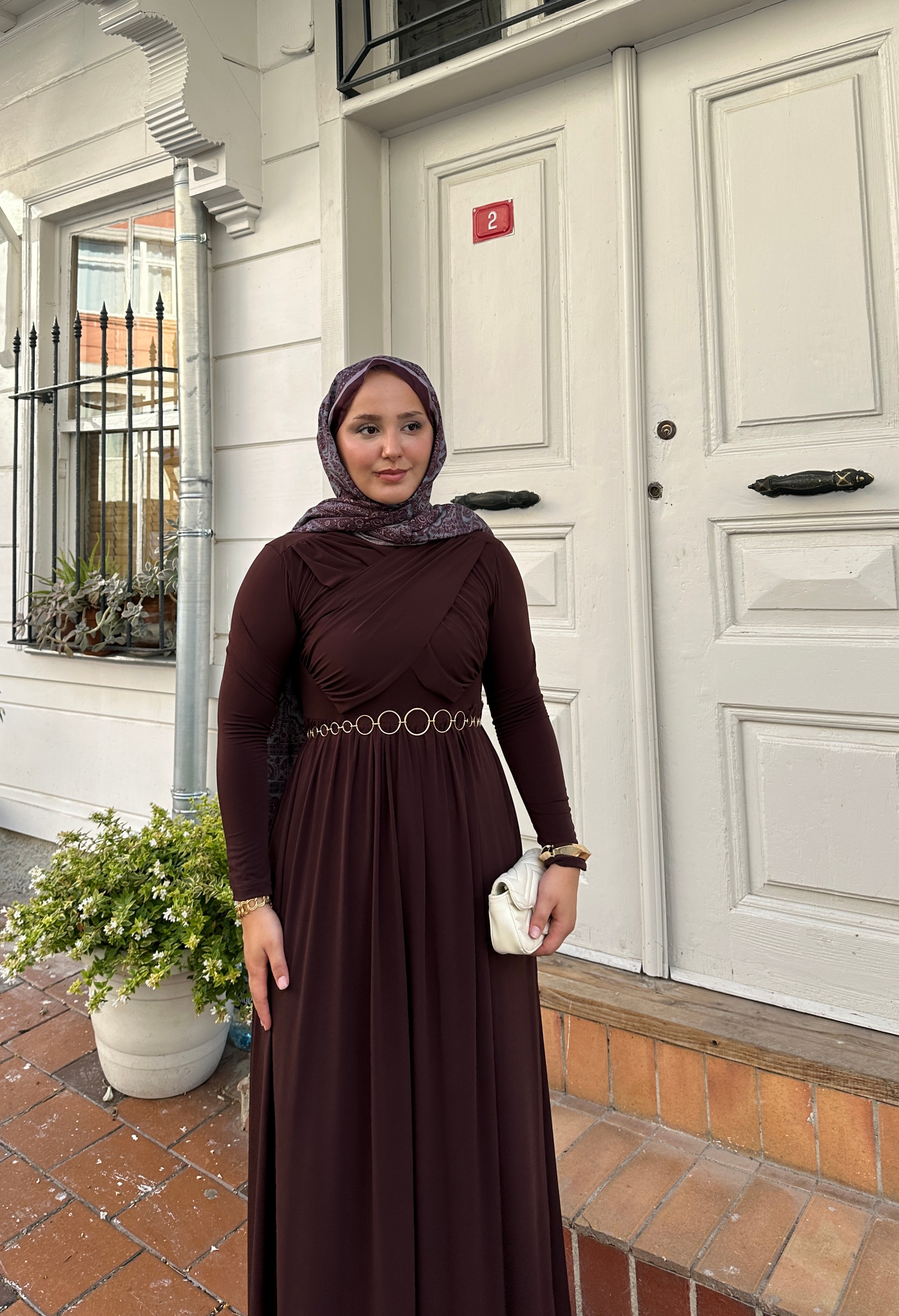 Ahlia Elbise - Kahverengi