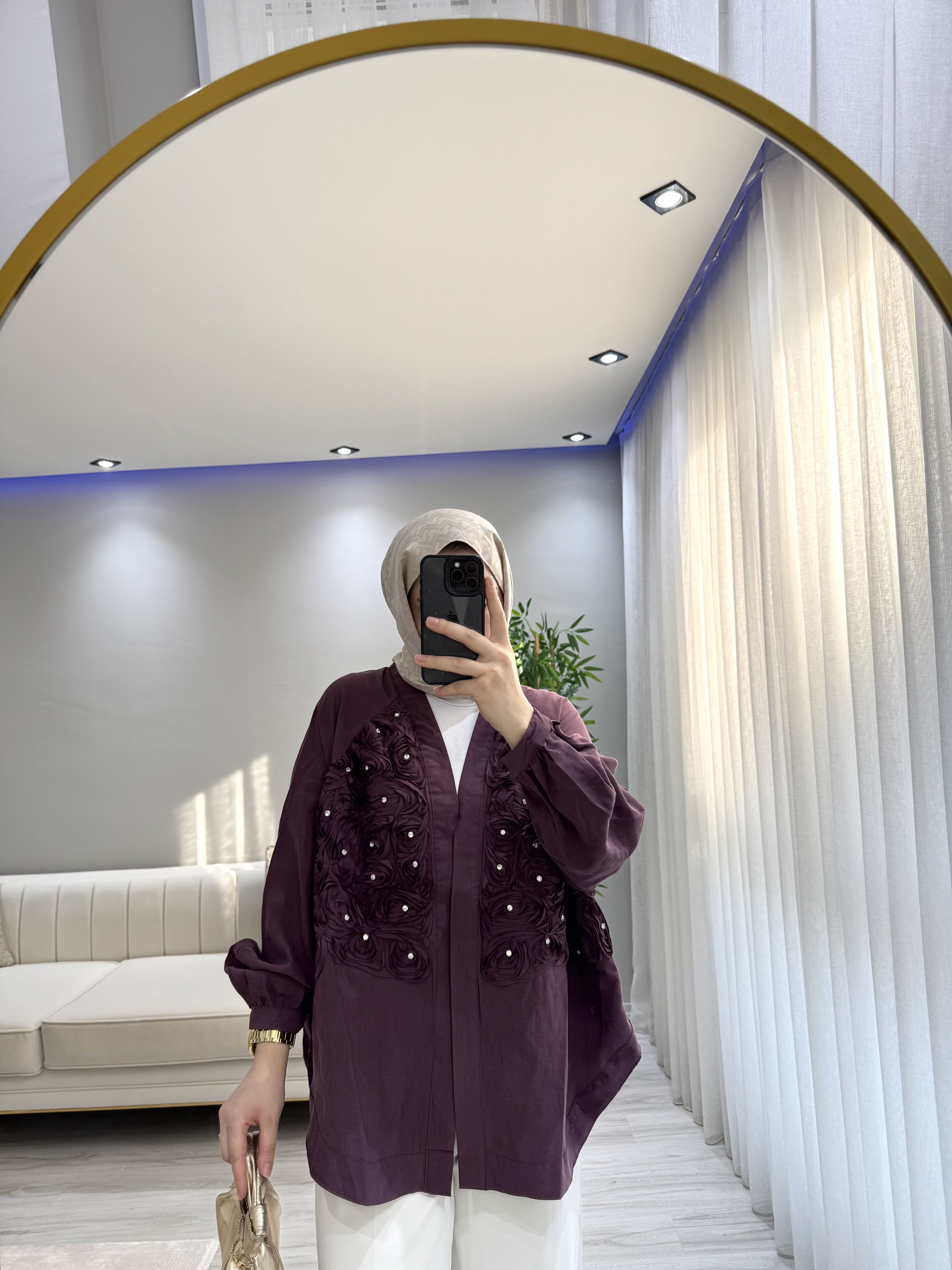 Çiçekli Taşlı Kimono