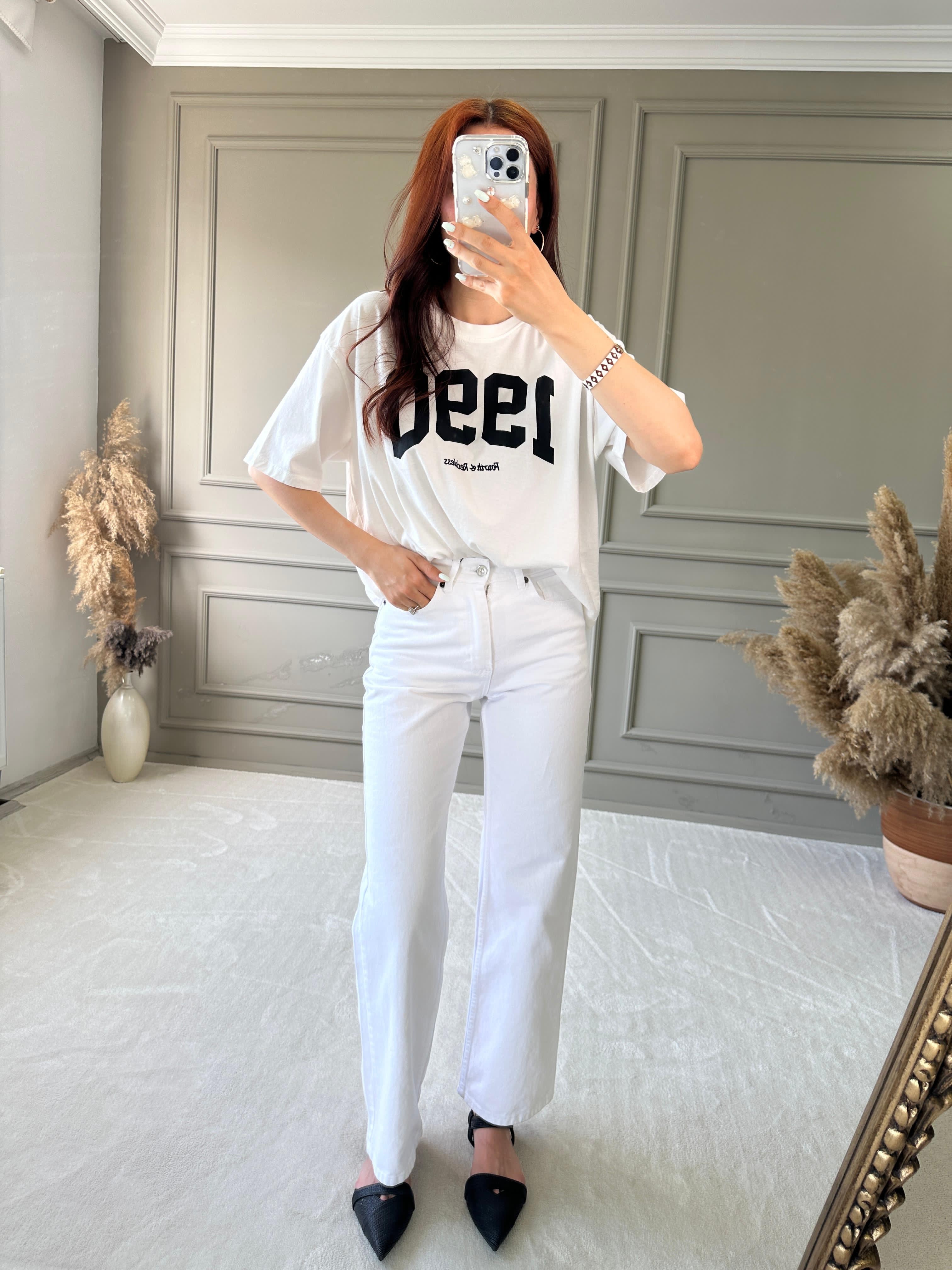 STRAIGHT LEG JEAN PANTOLON - Beyaz