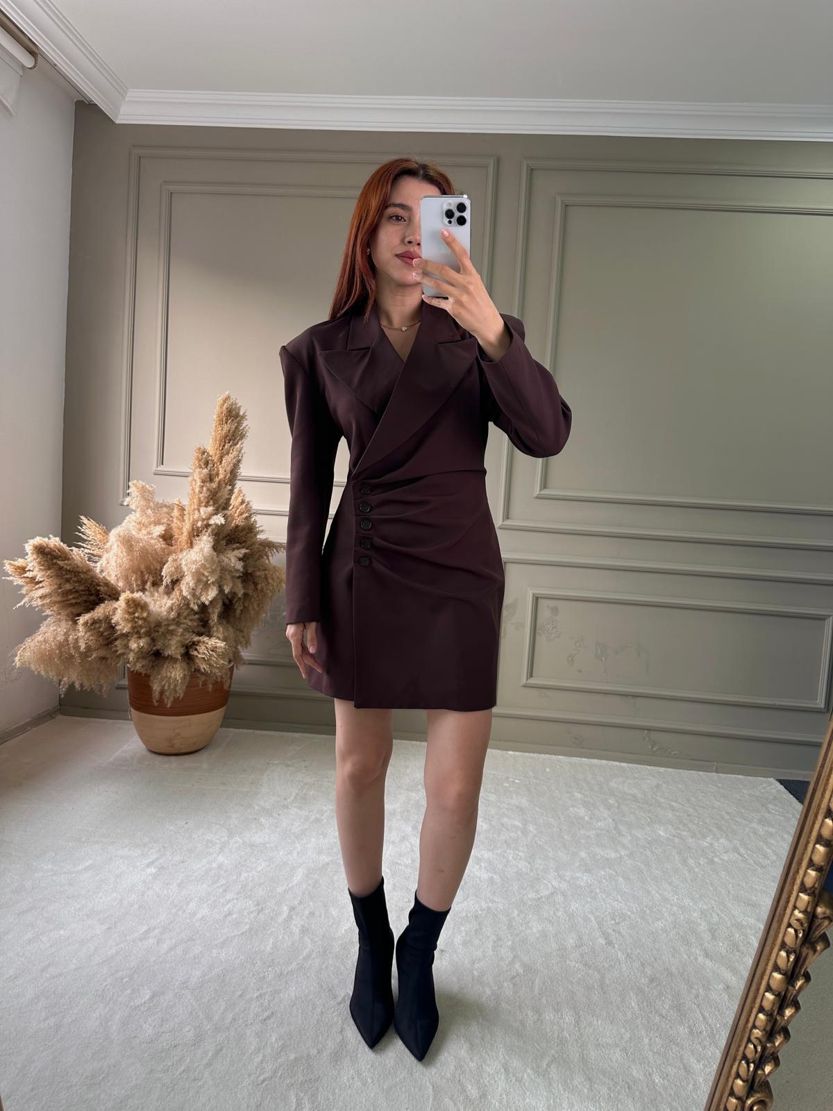 CEKET ELBİSE - Kahverengi