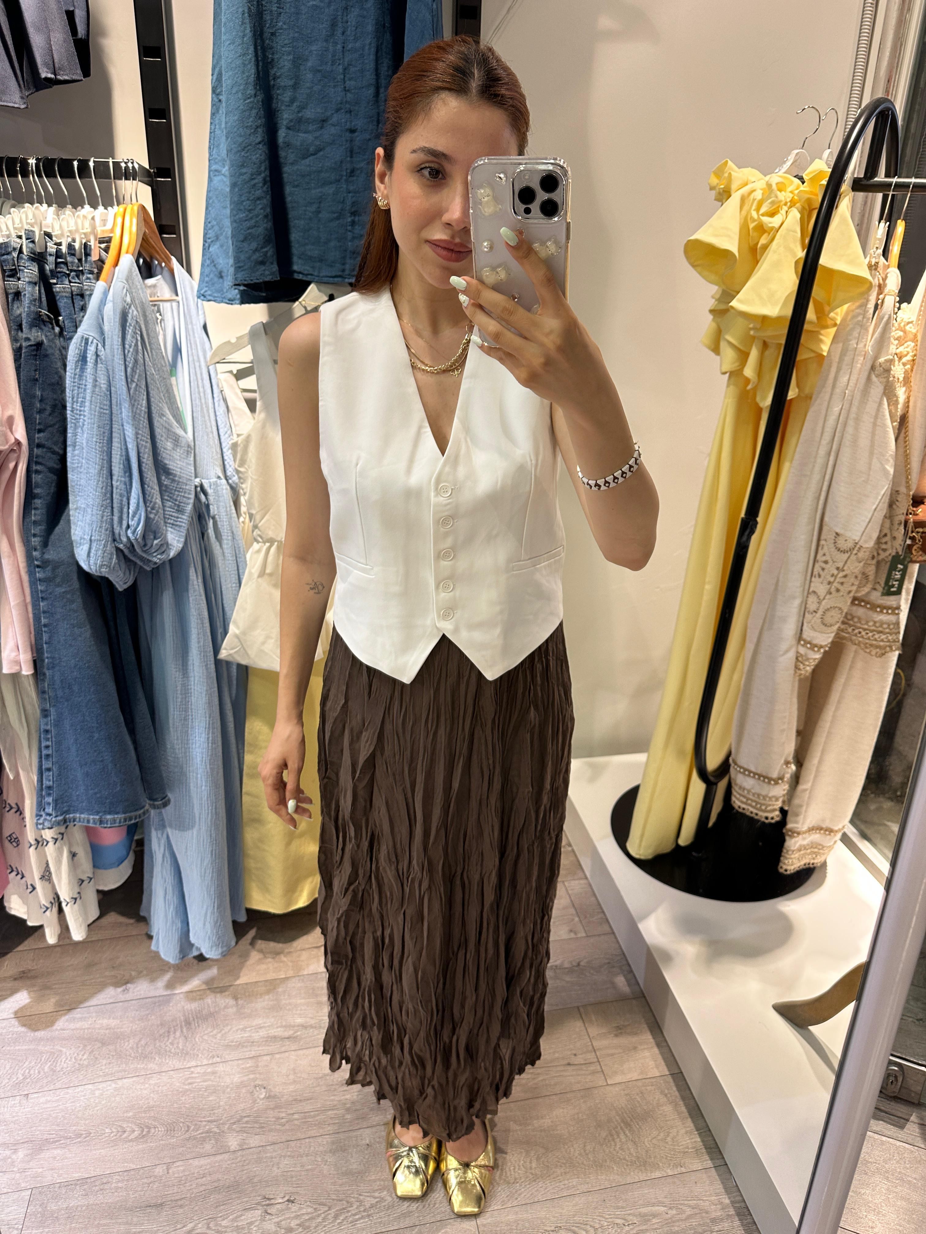 KIRIŞIK MAXI ETEK  - Pembe