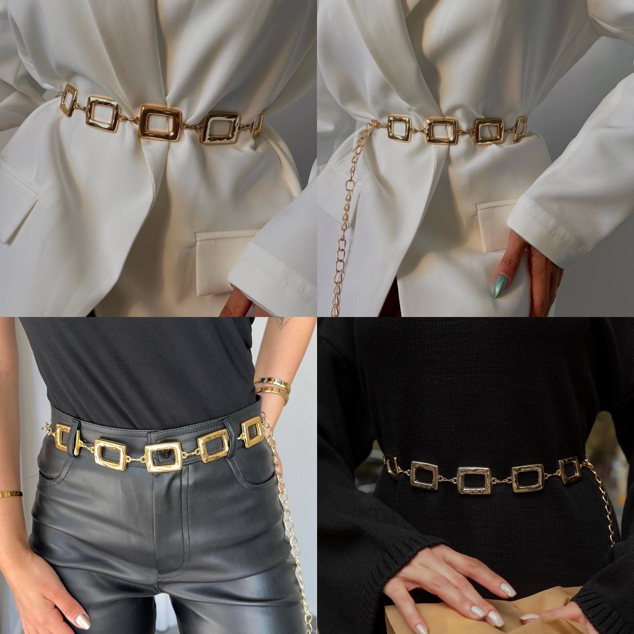 ZİNCİR KEMER KARE - Gold