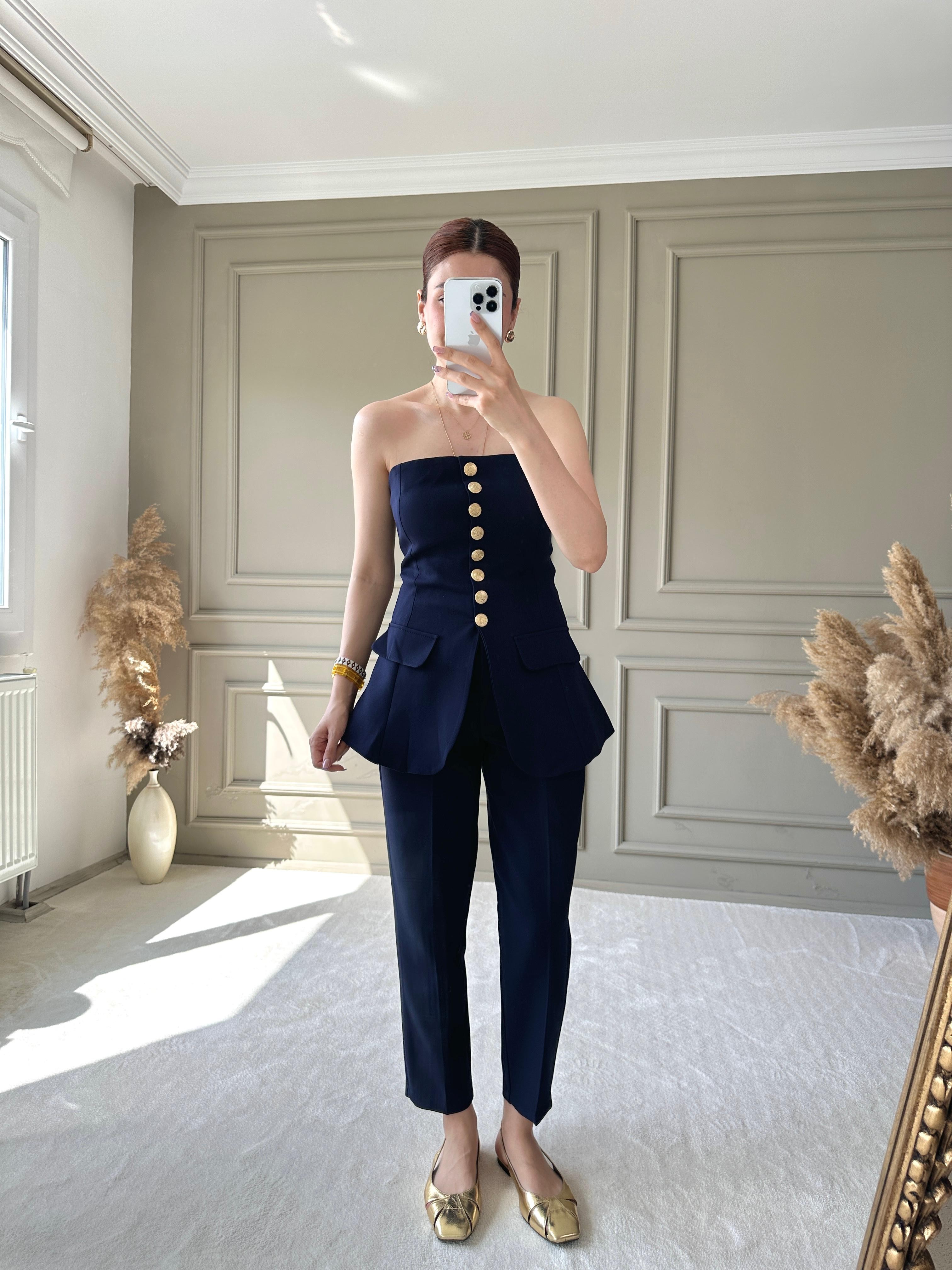 ZR MODEL GOLD DÜĞME DETAYLI BÜSTİYER