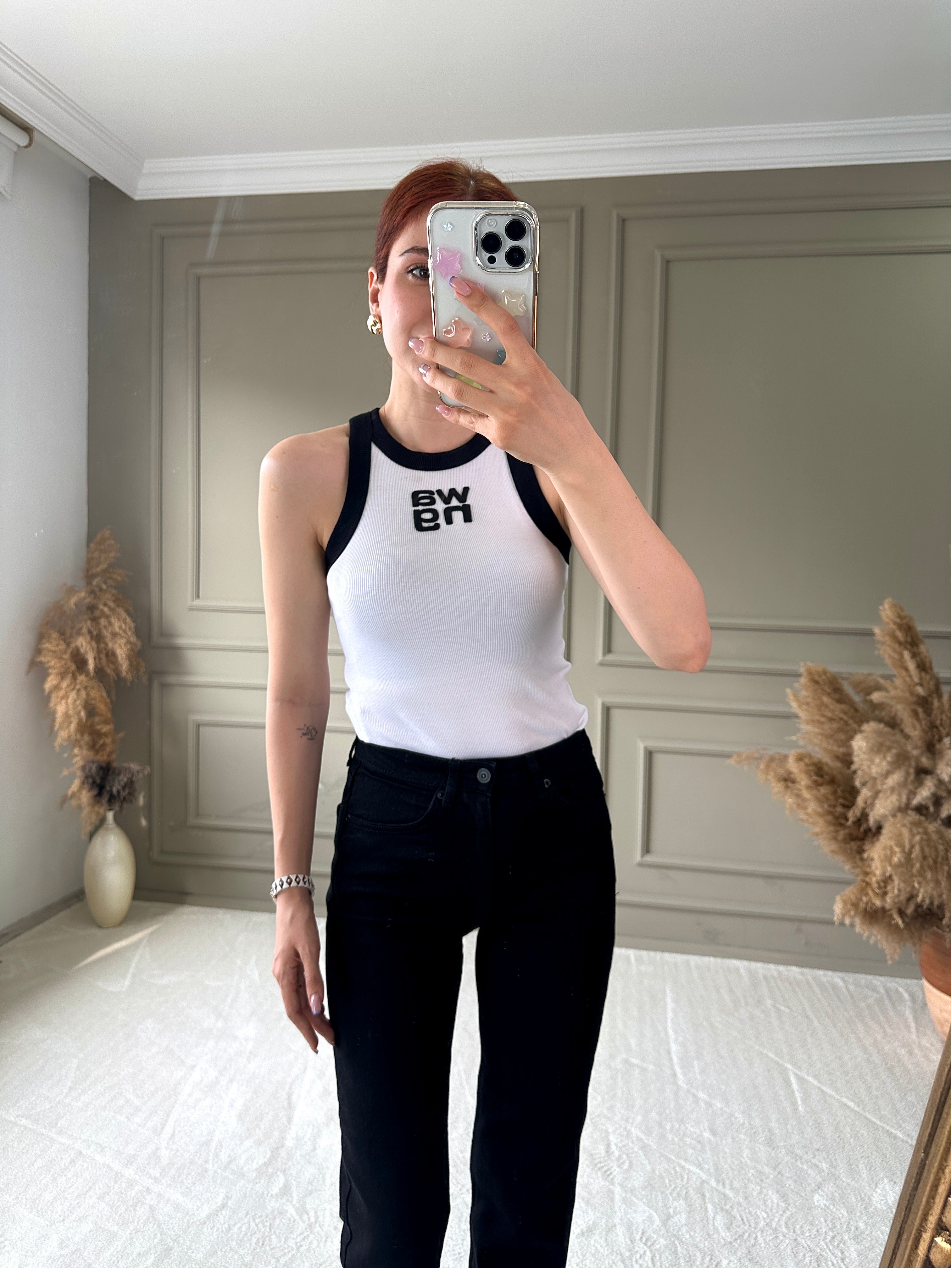ZR MODEL KESİK PAÇA BOYFİT JEAN - Siyah