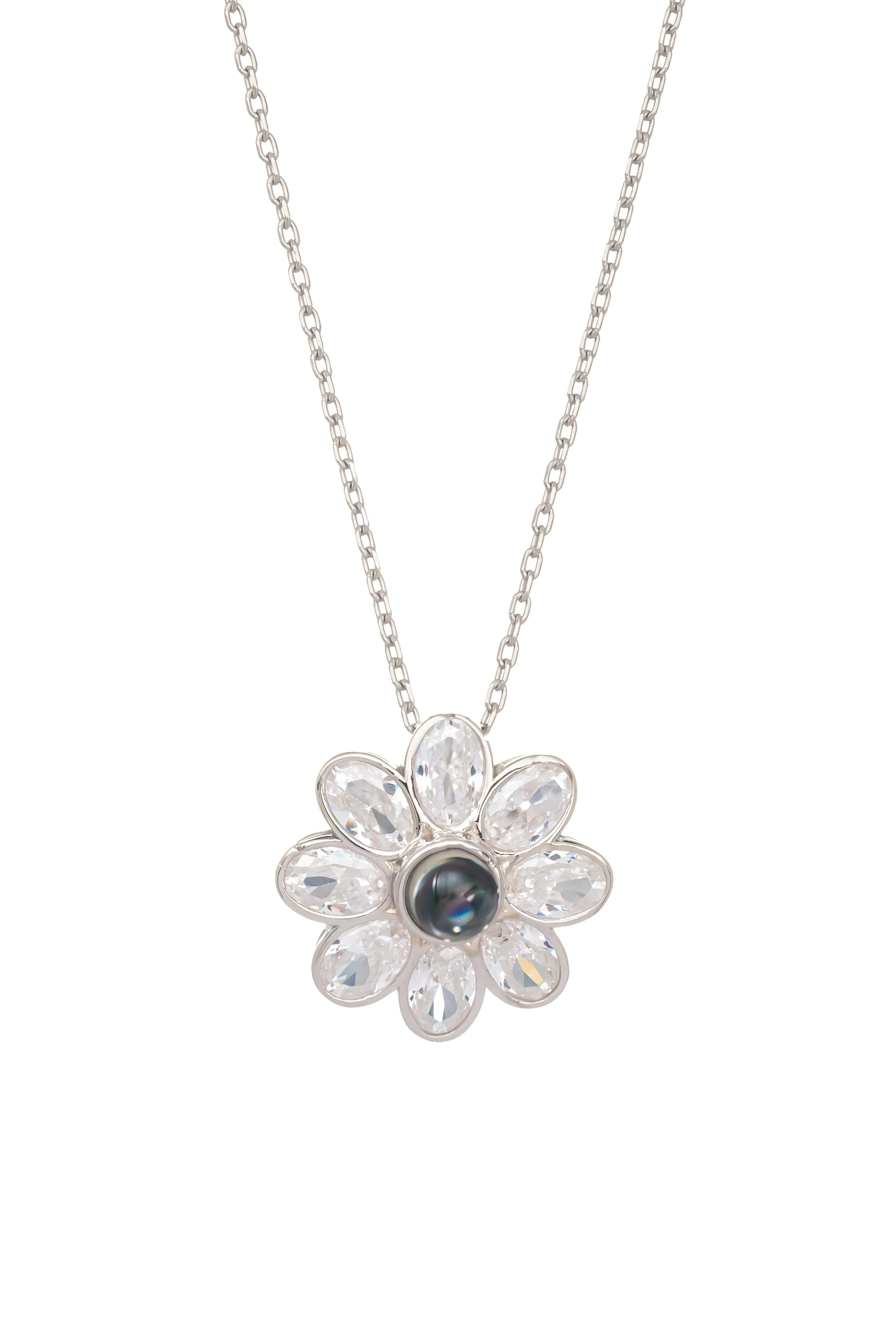 925 Ayar Gümüş 100 Dilde Seni Seviyorum Papatya Kolye-Işıklı Kutuda 0 image