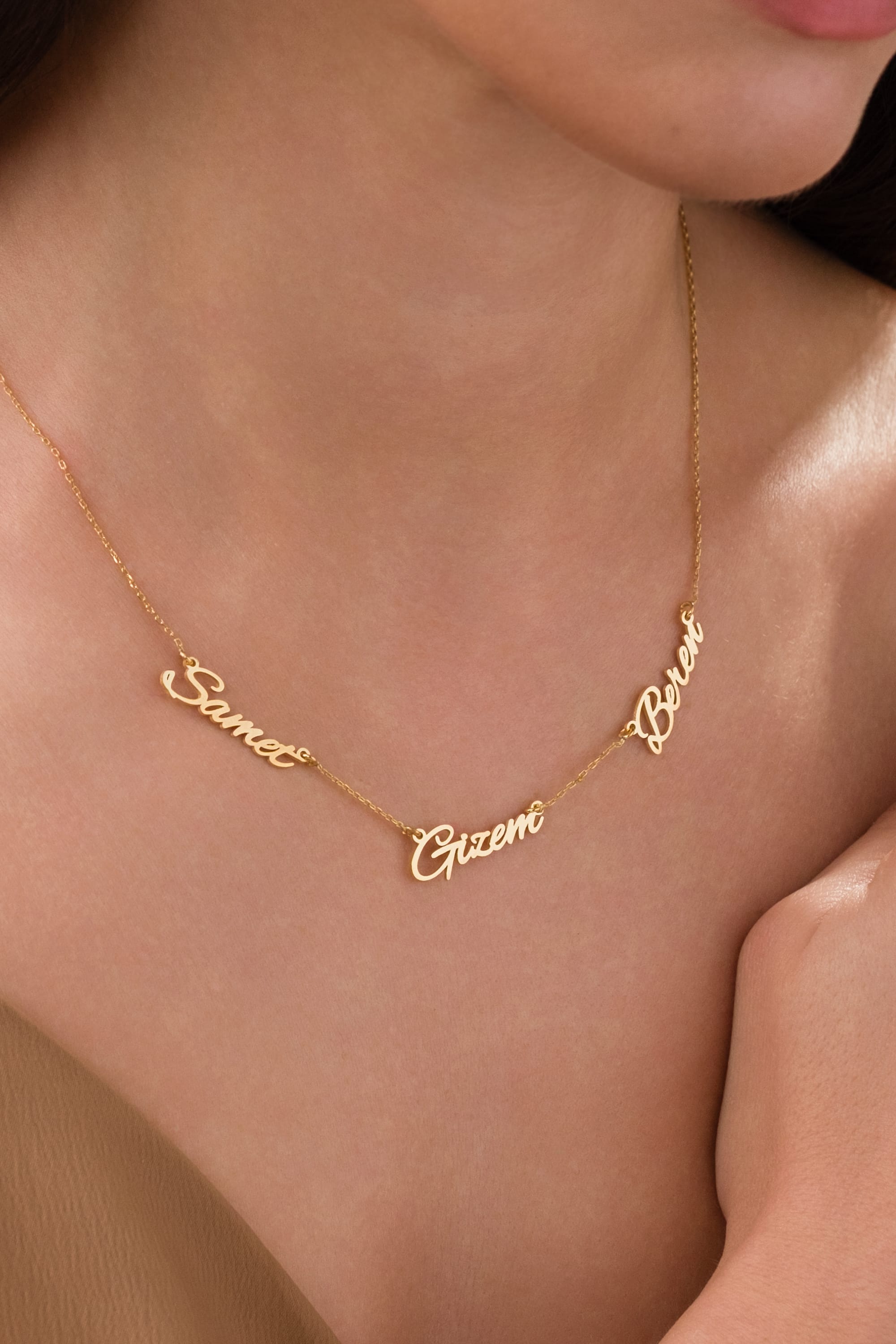 925 Ayar Gümüş Kişiye Özel 3 İsimli Kolye 0 image