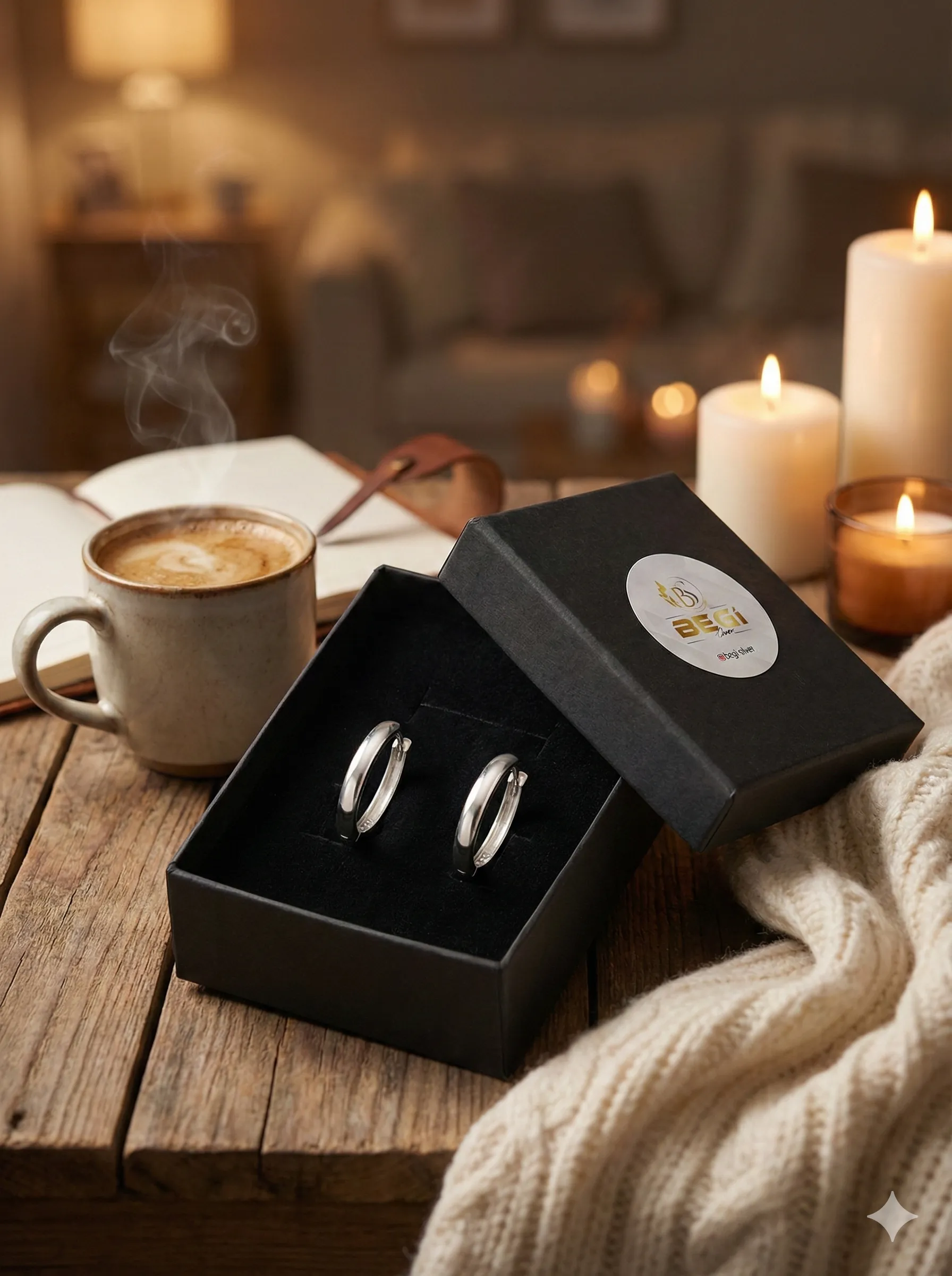 Sade Düz Halka 925 Ayar Gümüş Kadın Küpe 0 image