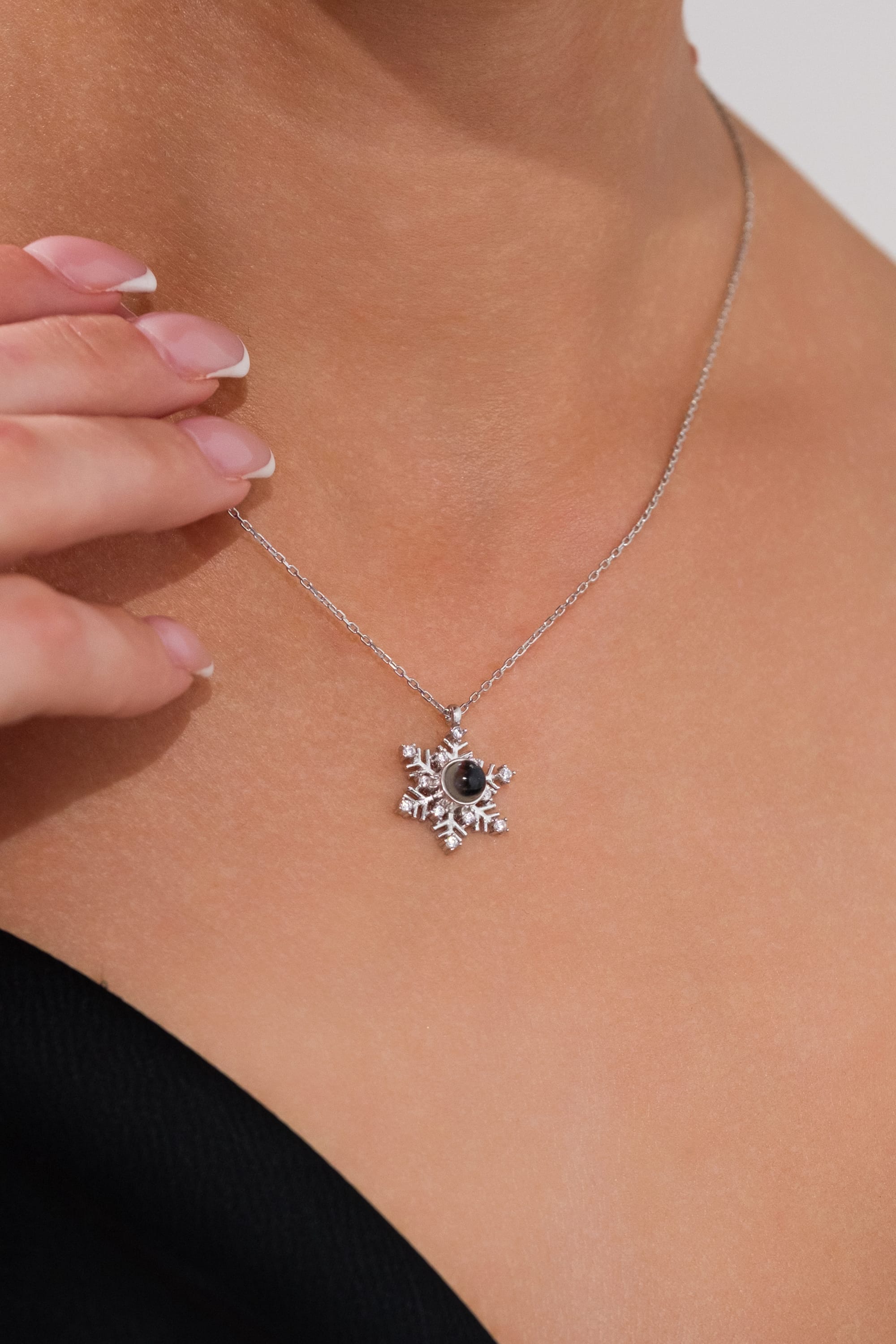 925 Ayar Gümüş 100 Dilde Seni Seviyorum Kar Tanesi Kolye-Işıklı Kutuda 0 image