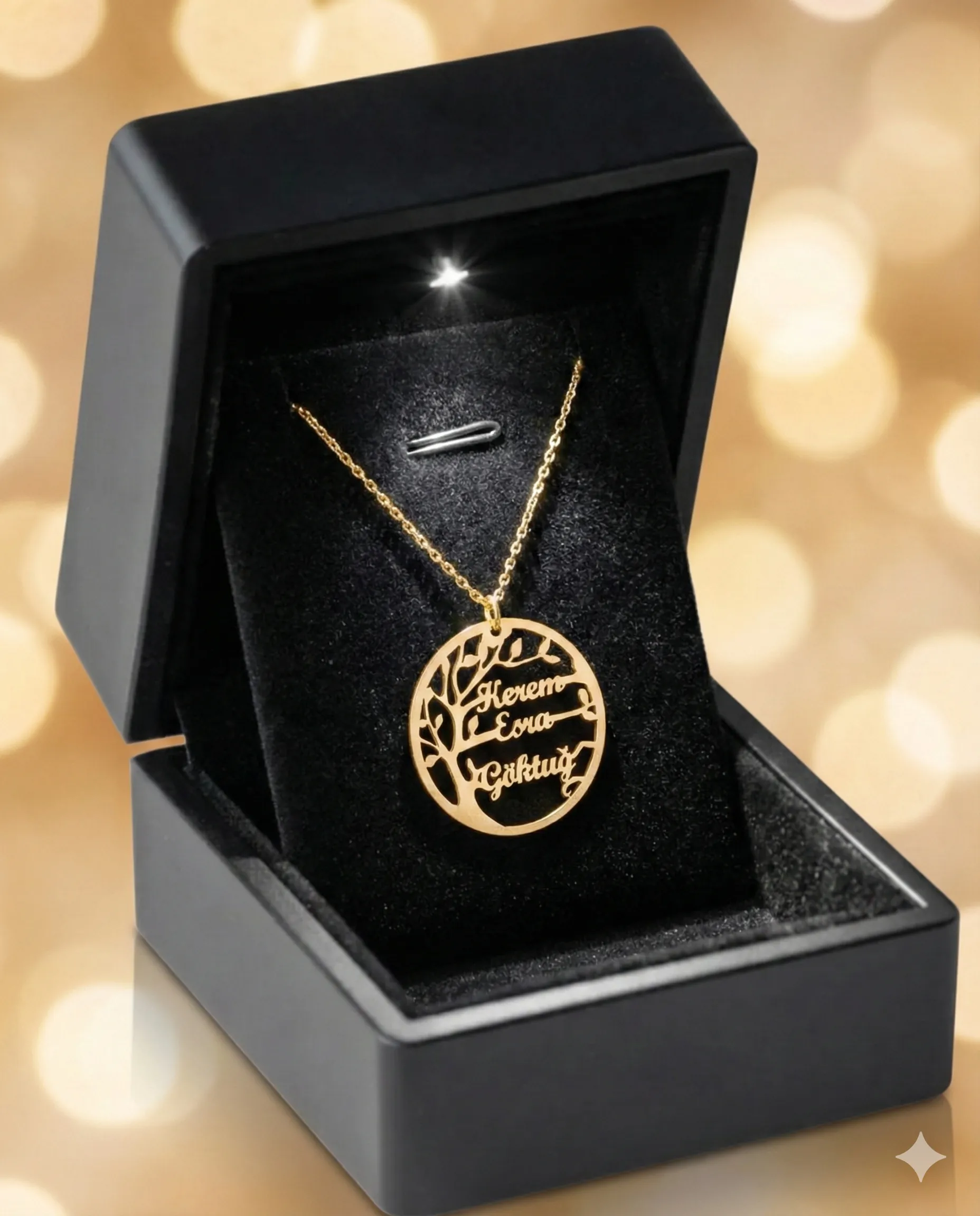 925 Ayar Gümüş Kişiye Özel Hayat Ağacı İsimli Aile Kolye 0 image