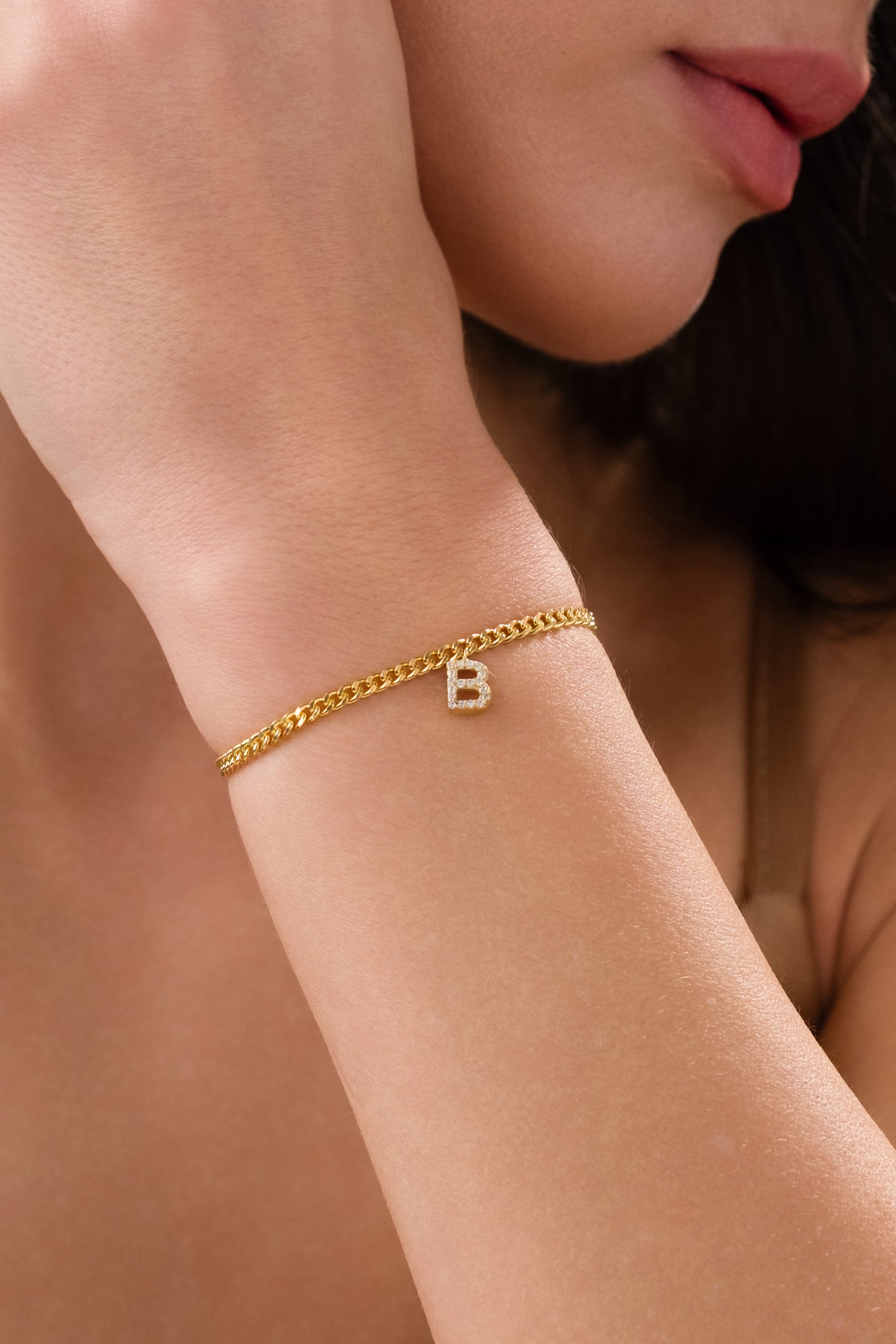 925 Ayar Gümüş Harf Charm Zincir Bileklik 0 image