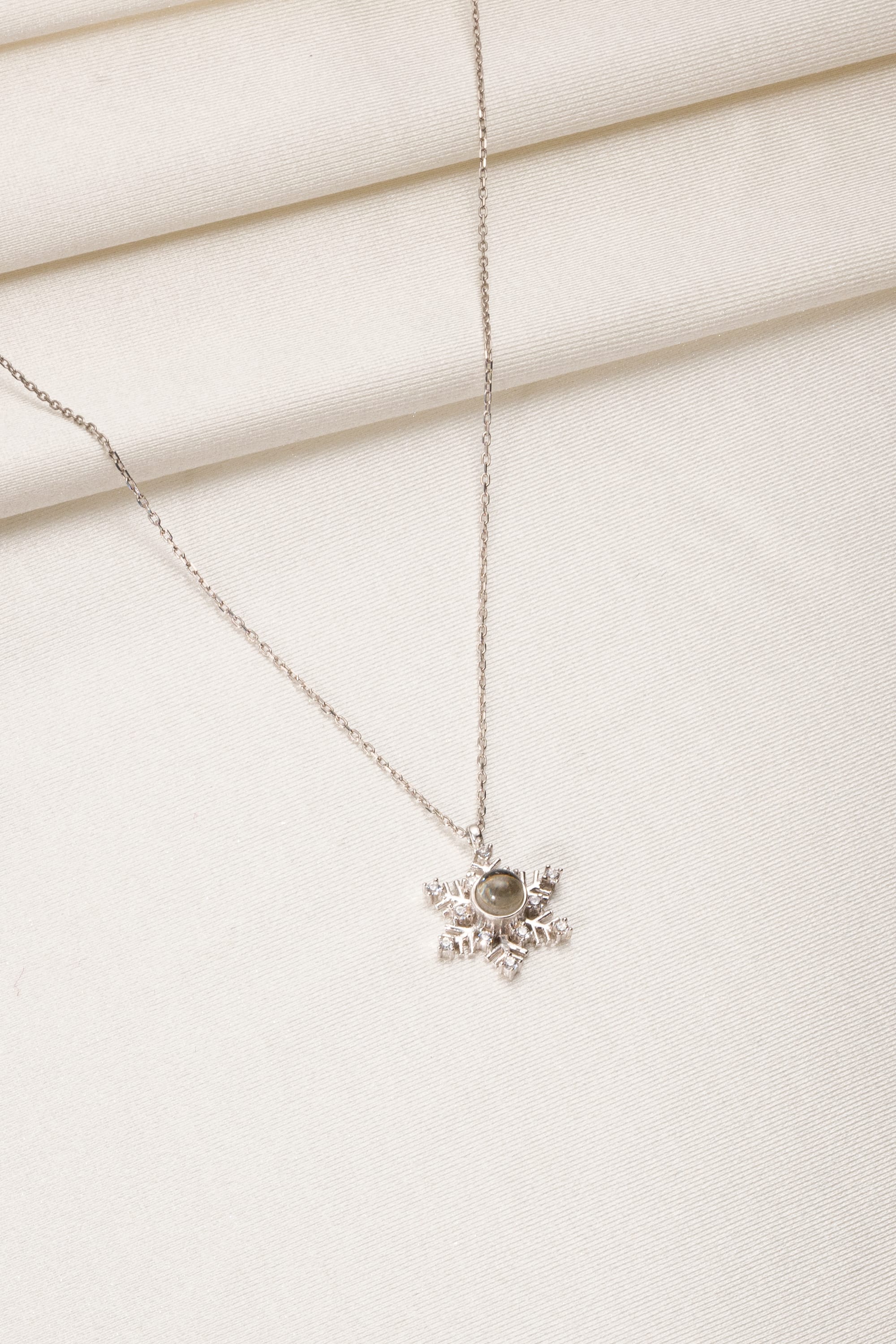 925 Ayar Gümüş 100 Dilde Seni Seviyorum Kar Tanesi Kolye-Işıklı Kutuda 0 image