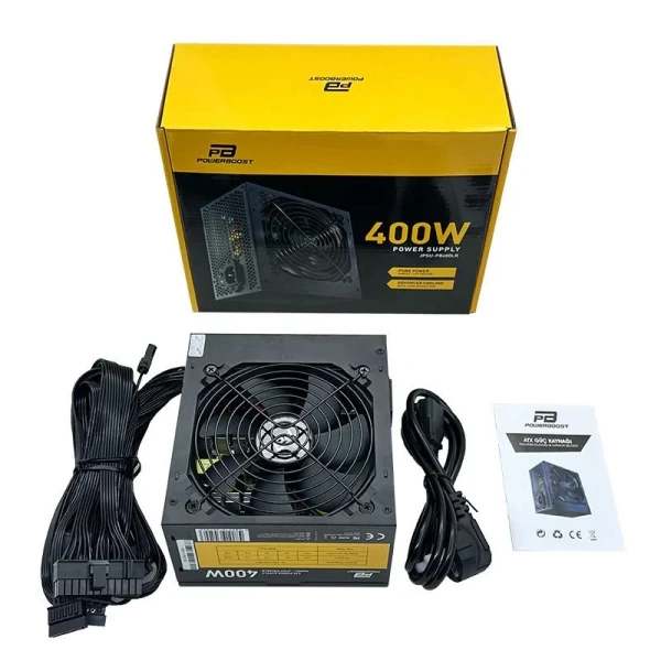 POWERBOOST JPSU-PB400LR 400W 1*PCI-E 6 PIN 12CM SİYAH FANLI ATX PSU (RETAIL BOX)
