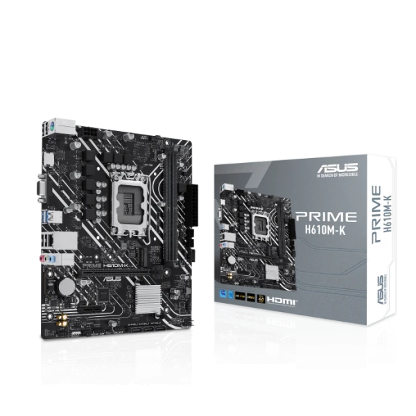 ASUS PRIME H610M-K D4 ARGB Intel H610 LGA1700 DDR4 3200 HDMI M2 USB3.2 AURA RGB mATX ASUS 5X PROTECTION III
