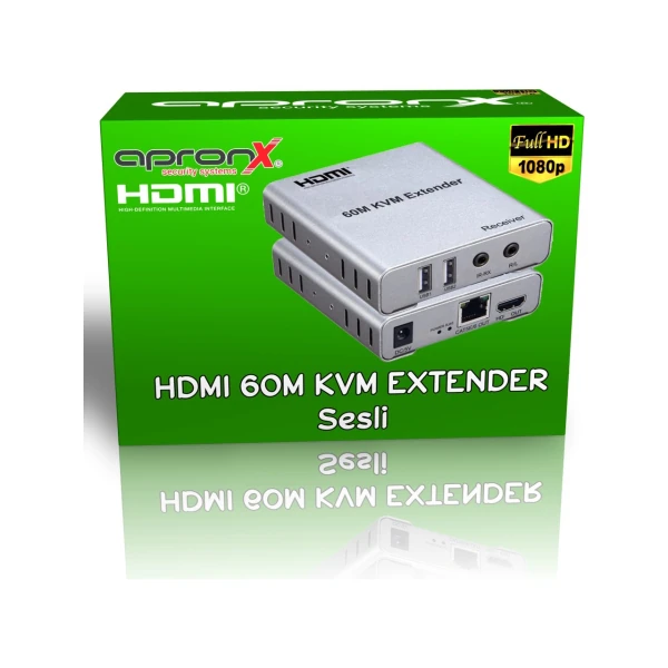 APRONX APX-USB60M (KVM60M) CAT5E/CAT6 60M USB FULLHD 1080P 3D KVM HDMI EXTENDER