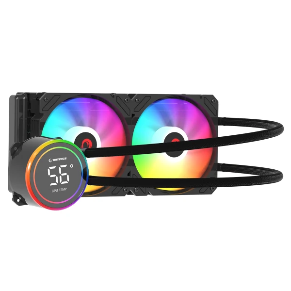 RAMPAGE HELIOS C15 SİYAH 12CM FAN SICAKLIK GÖSTERGELI INTEL LGA1700/AMD AM5 ARGB 240MM SIVI SOĞUTMALI CPU FAN