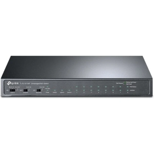 TP-LINK TL-SL1311MP 8 PORT 10/100 + 2 PORT GIGABIT +1 PORT SFP/8 PORT  POE YONETILEMEZ  SWITCH 124W