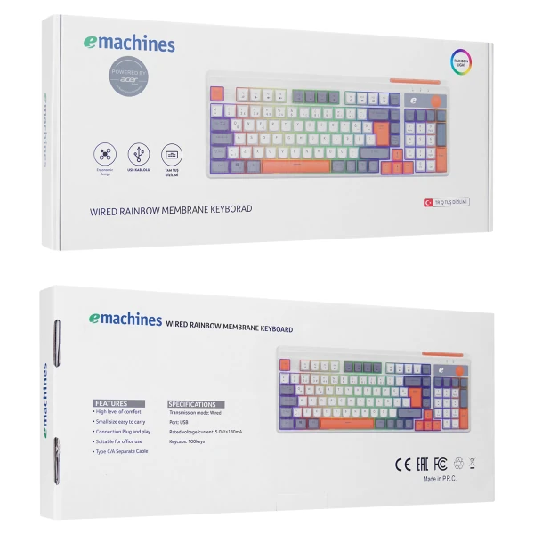 ACER EMACHINES EAK860 BEYAZ USB RAINBOW AYDINLATMALI Q STANDART KOMPAKT KLAVYE