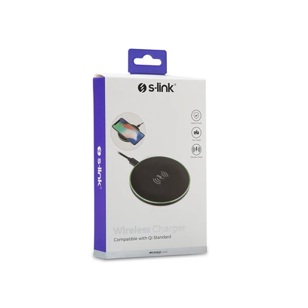 S-LINK SWAPP SW-CWF50 DISK 10.8W / 5W 9V/1.67 OR 5V/2A SIYAH KABLOSUZ ŞARJ CIHAZI