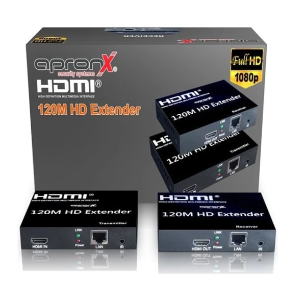 APRONX APX-120M-B CAT5E/CAT6 120M FULLHD 1080P 3D HDMI EXTENDER