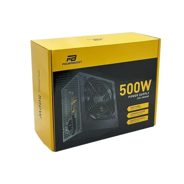 POWERBOOST PB500AR 500W APFC 2*PCI-E 6+2 PIN 12CM SİYAH FANLI ATX PSU (RETAIL BOX)