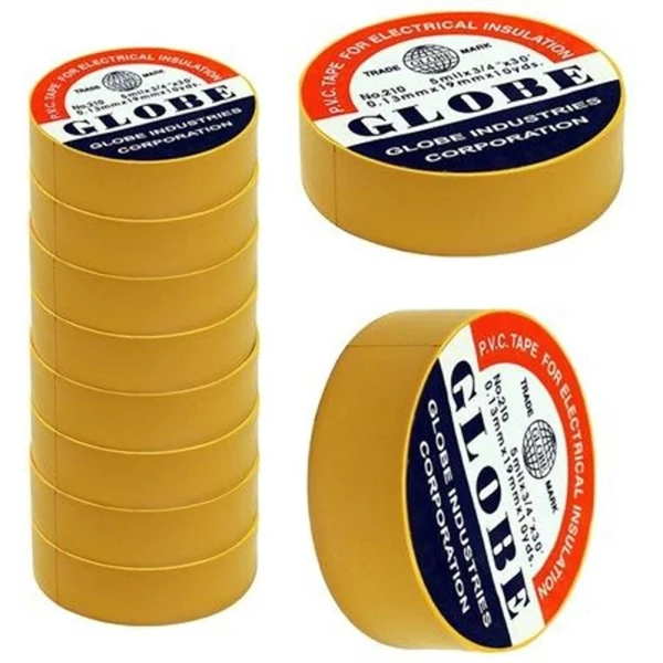 GLOBE SARI İZOLE BANT ELEKTRİK BANDI  0.13MM X 19MM X 10YDS