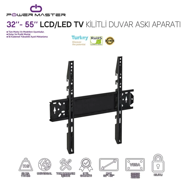 POWERMASTER 14752 32-55 SABİT KİLİTLİ LCD-LED TV DUVAR ASKI APARATI