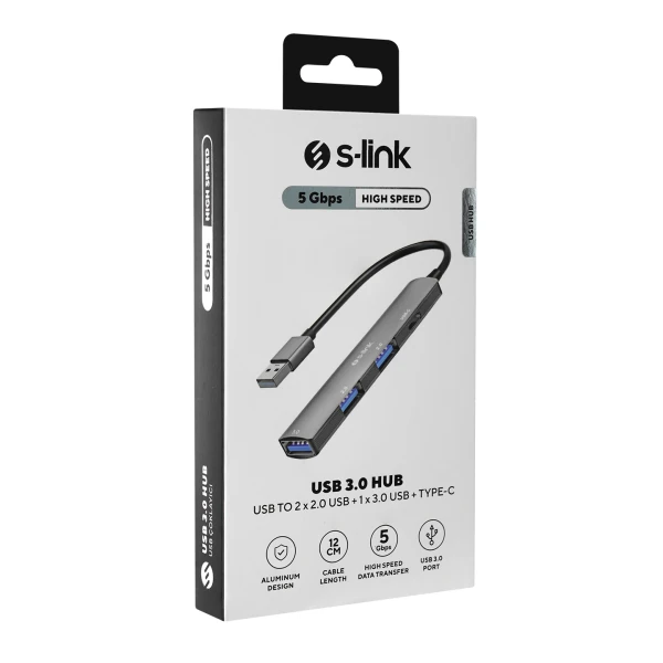 S-LINK SW-U322 2*USB2.0, 1*USB3.0, 1*TYPE-C TYPE-C METAL USB HUB